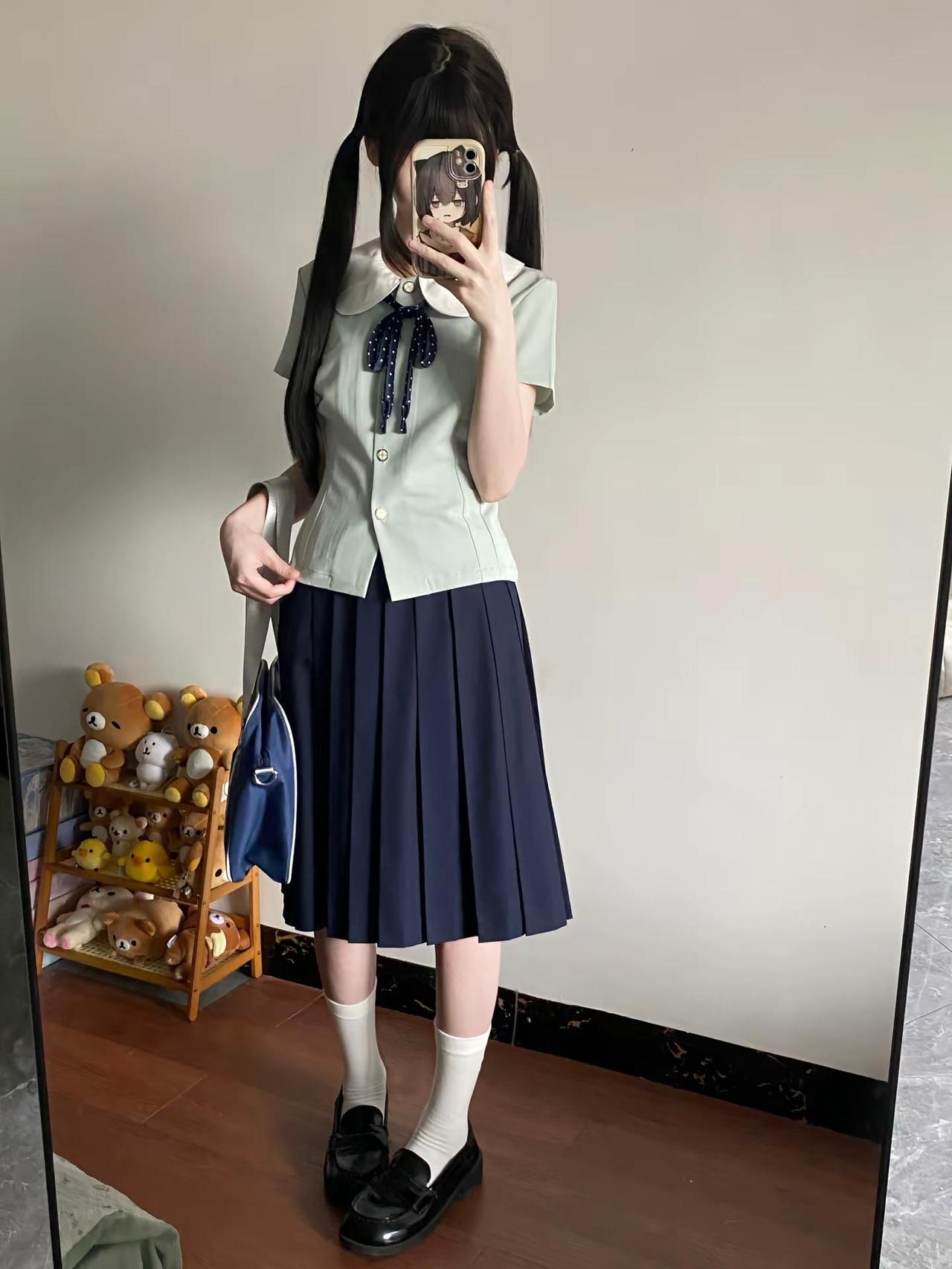 好萌的娃娃领衬衫 绿色好好看