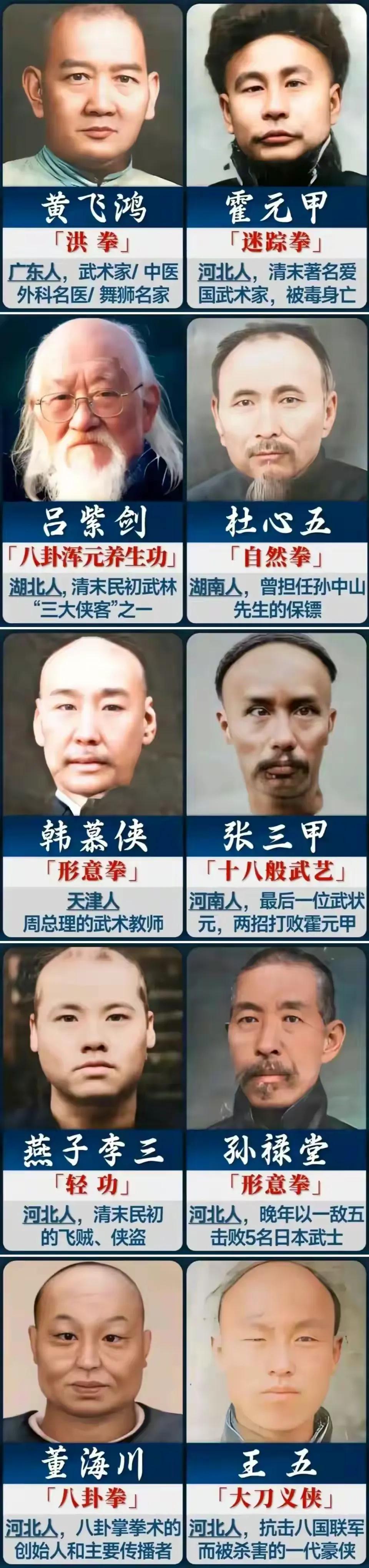 这是我国十大著名武术家名单
黄飞鸿出自于广东佛山武术世家，是佛山民间的杰出武术大