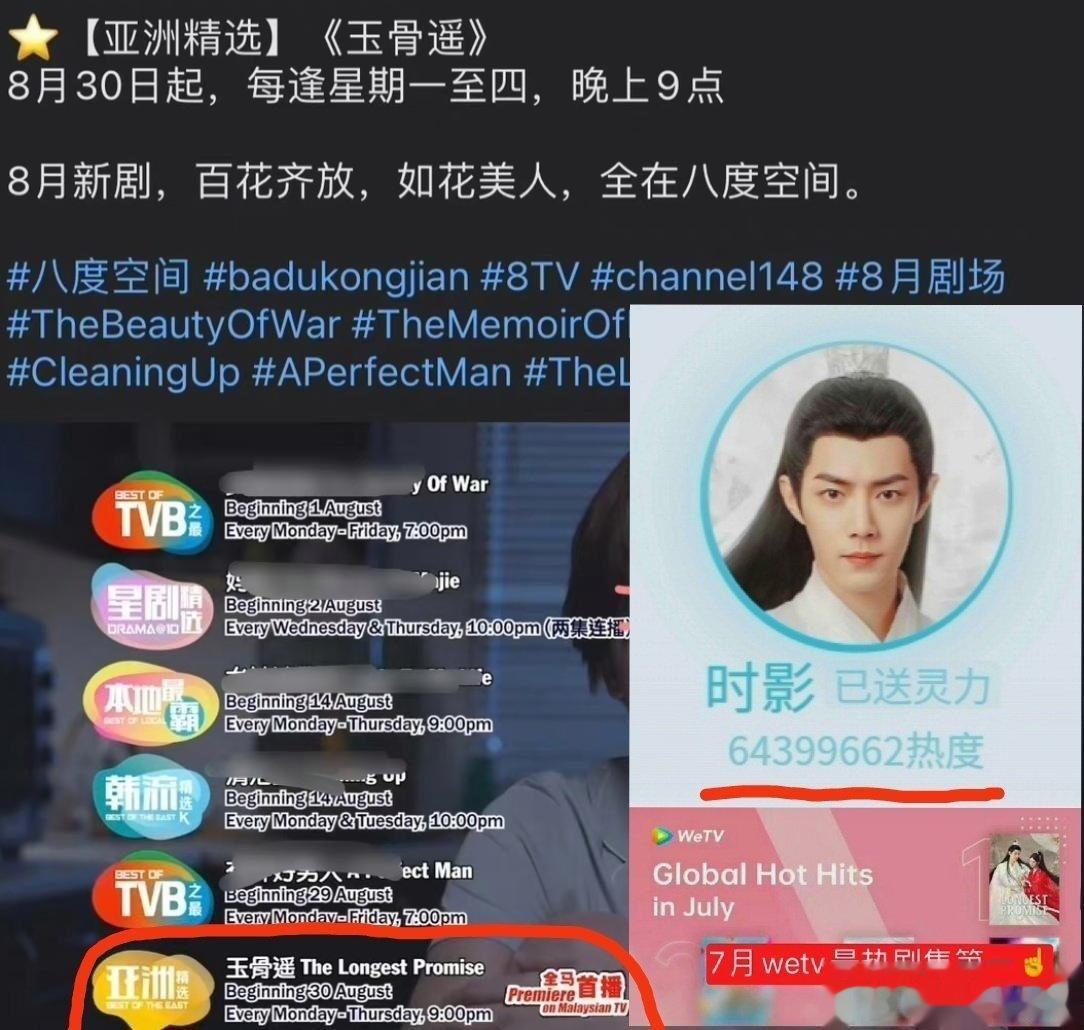 #新浪娱乐[超话]##玉骨遥8月底海外上星播出#  肖战的剧去海外不意外 ​​​