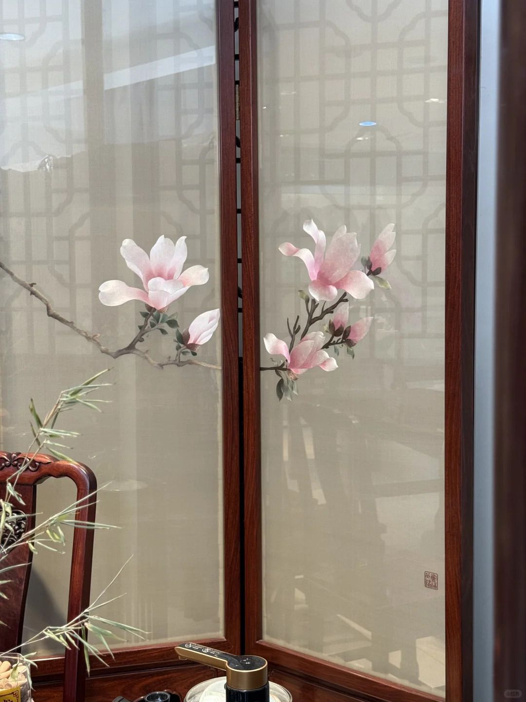 双面绣，玉兰六联屏风