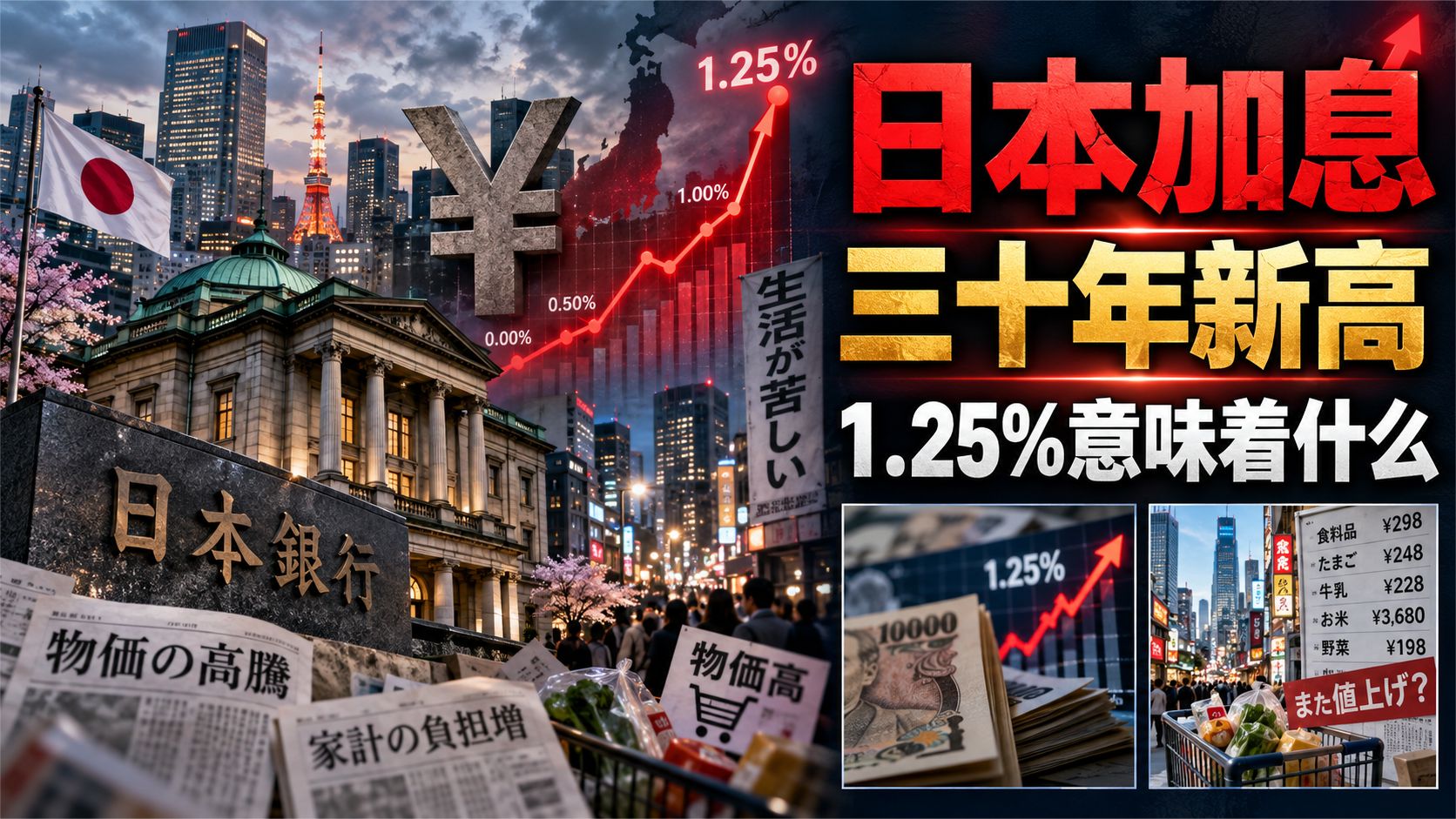 日本加息到1.25%！三十年最高利率，意味着什么？