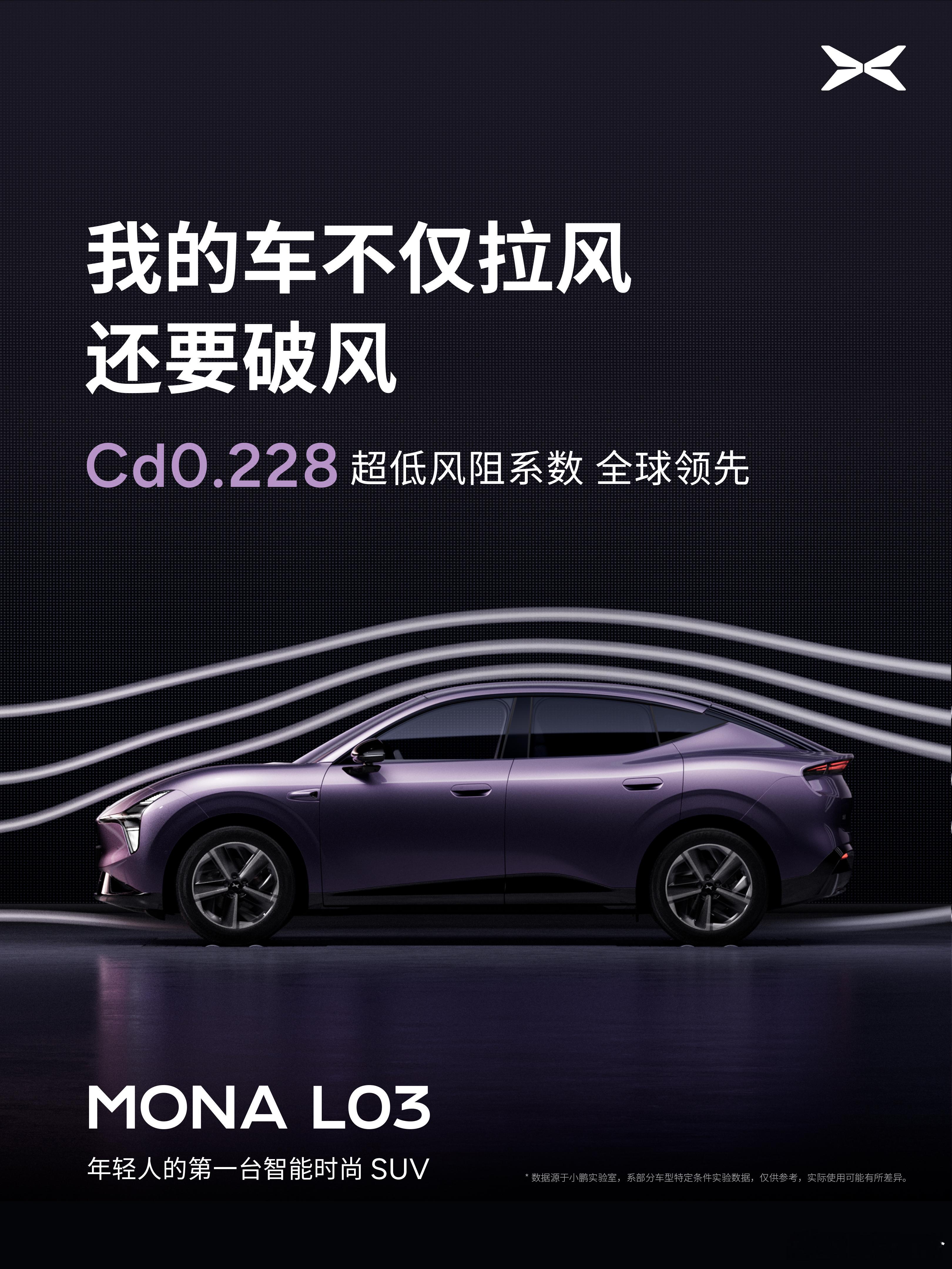 小鹏MONAL03风阻全球领先小鹏MONA L03Cd 0.228的风阻系数确实