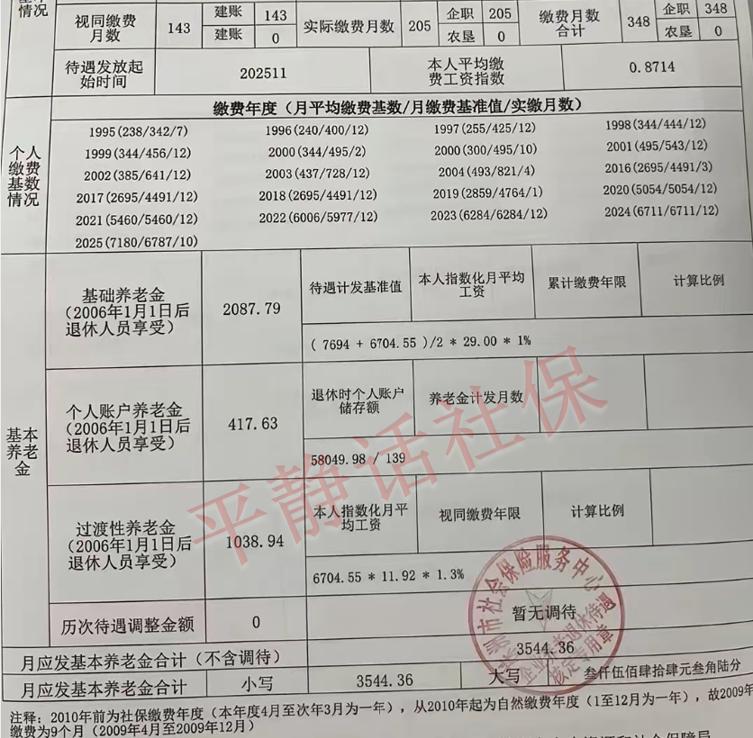 湖南株洲养老金！
男性，25年10月退休，年龄60岁，缴费29年，个账5.50万