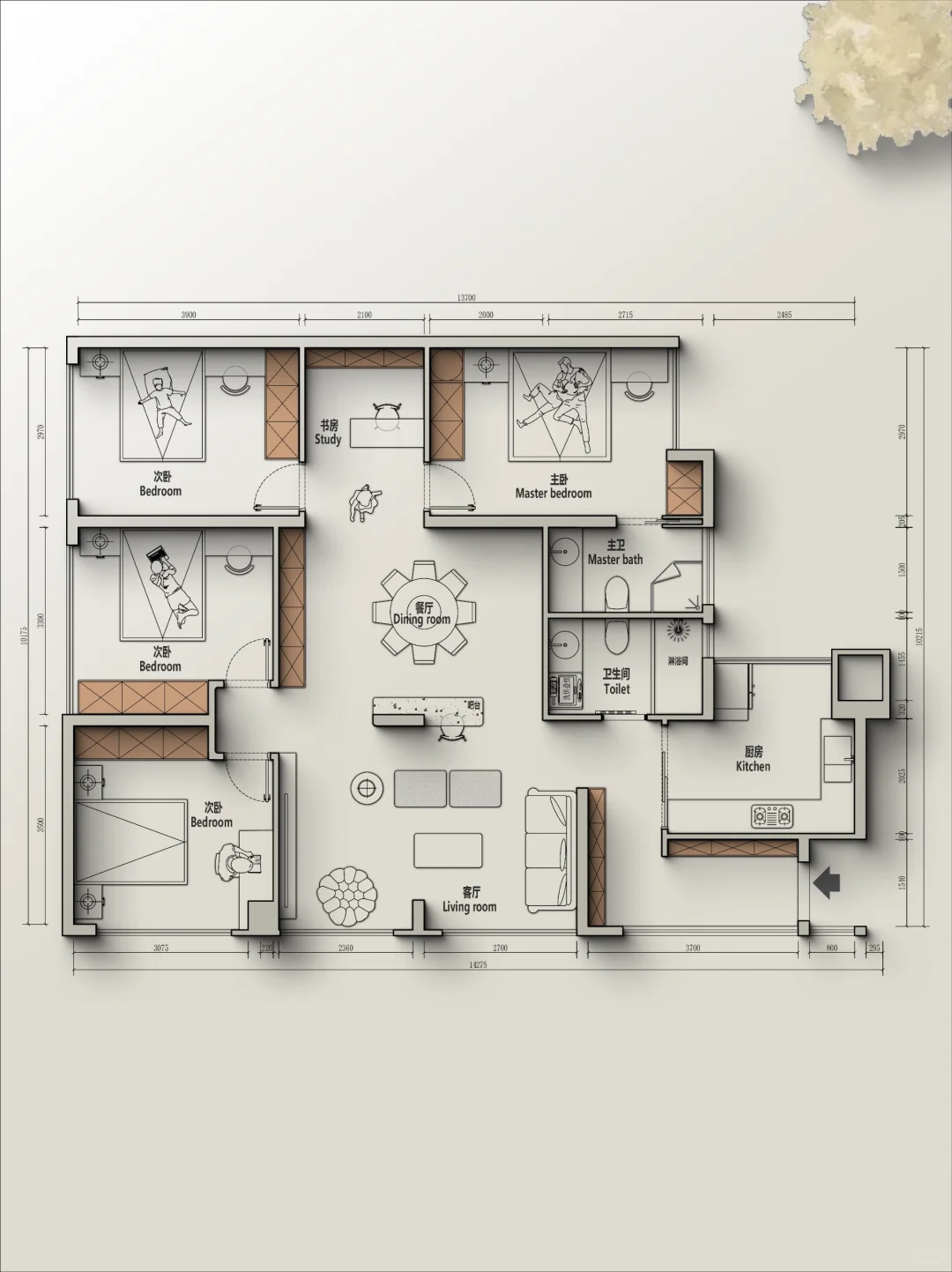 🍁户型改造丨新加坡119m²四室户型优化