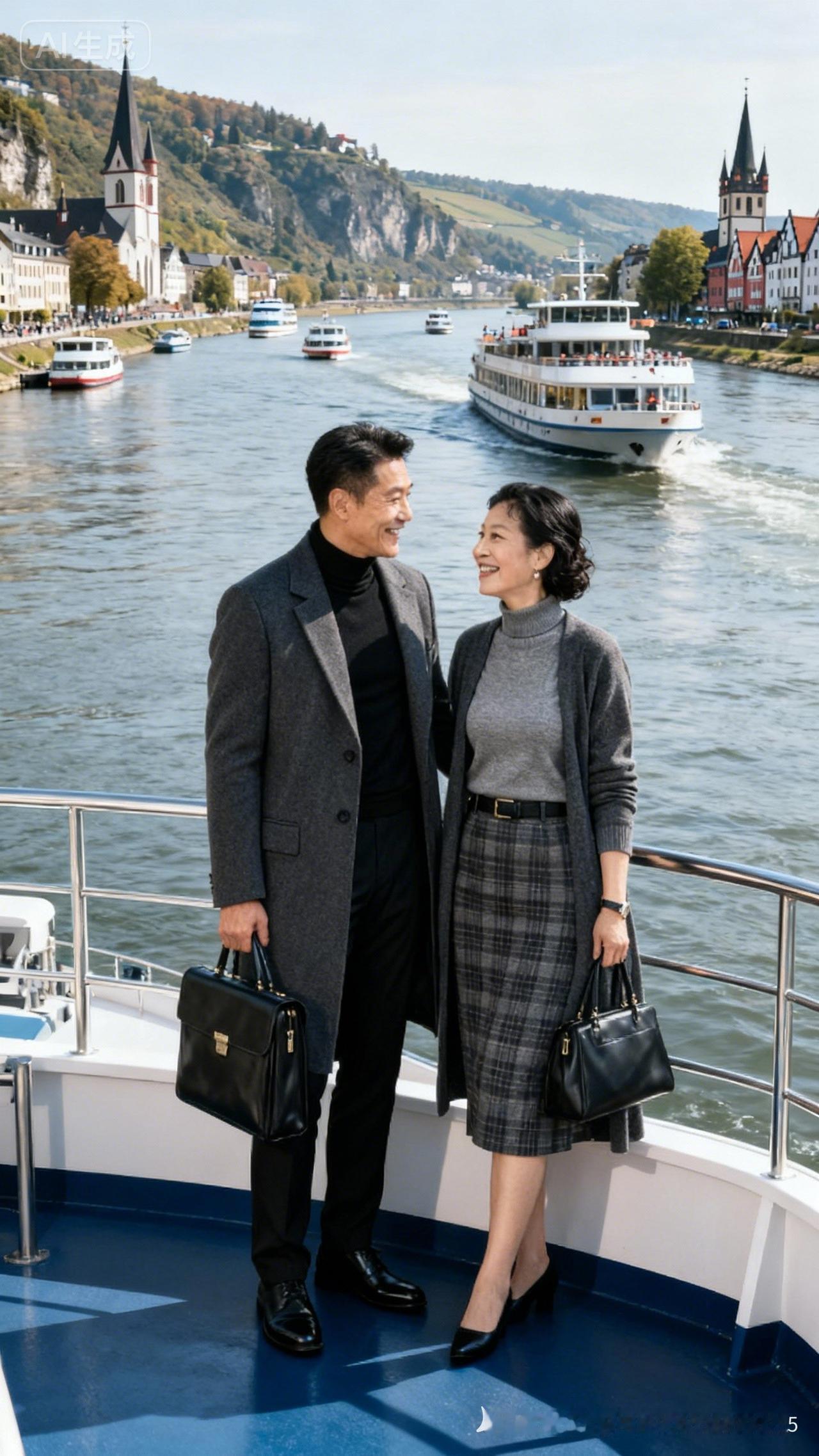 浪漫河畔漫步，与爱人共享美好时光。