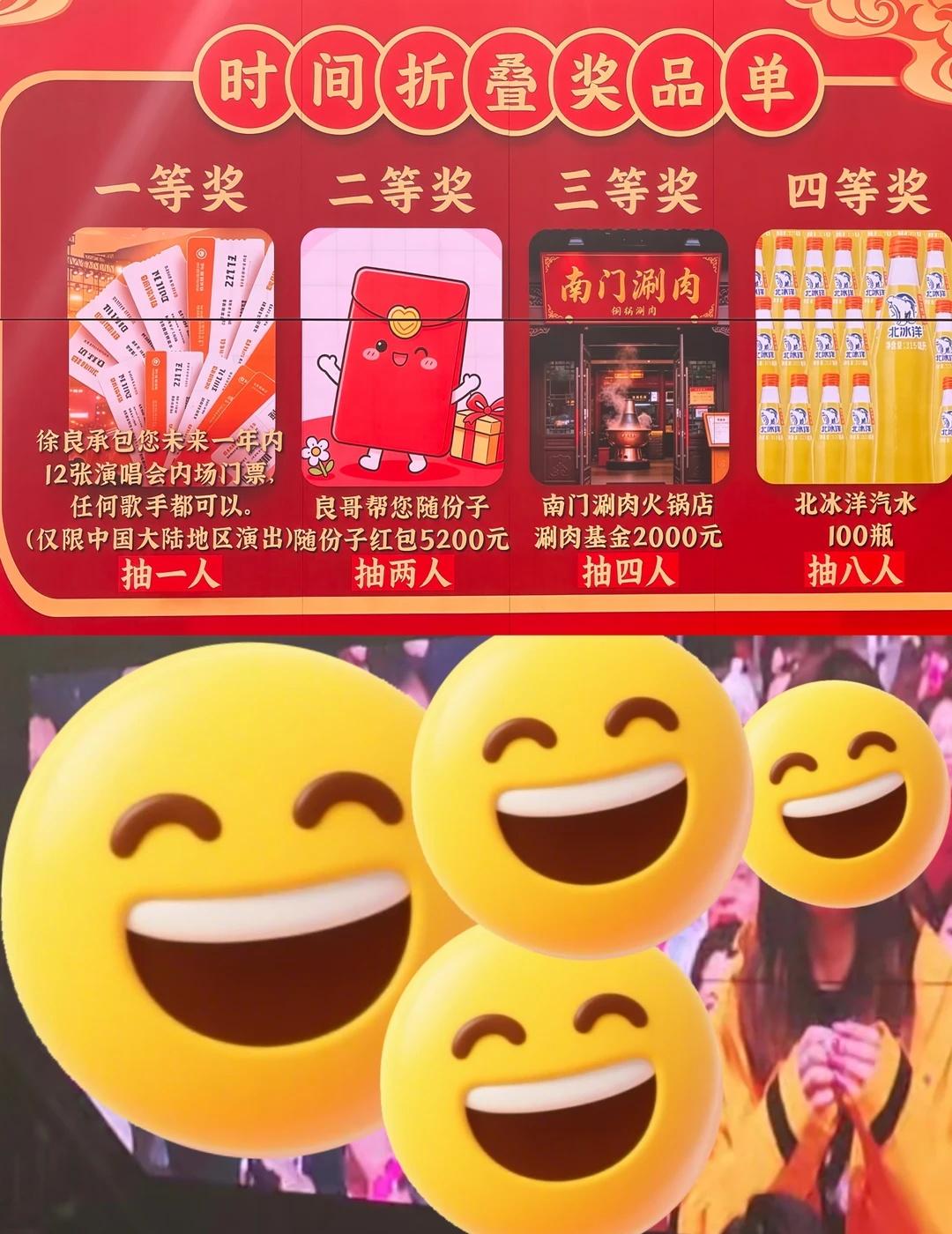 听说徐良北京一等奖是一年12张任意内场票
看到好像一个wmls中了四等奖，许愿一