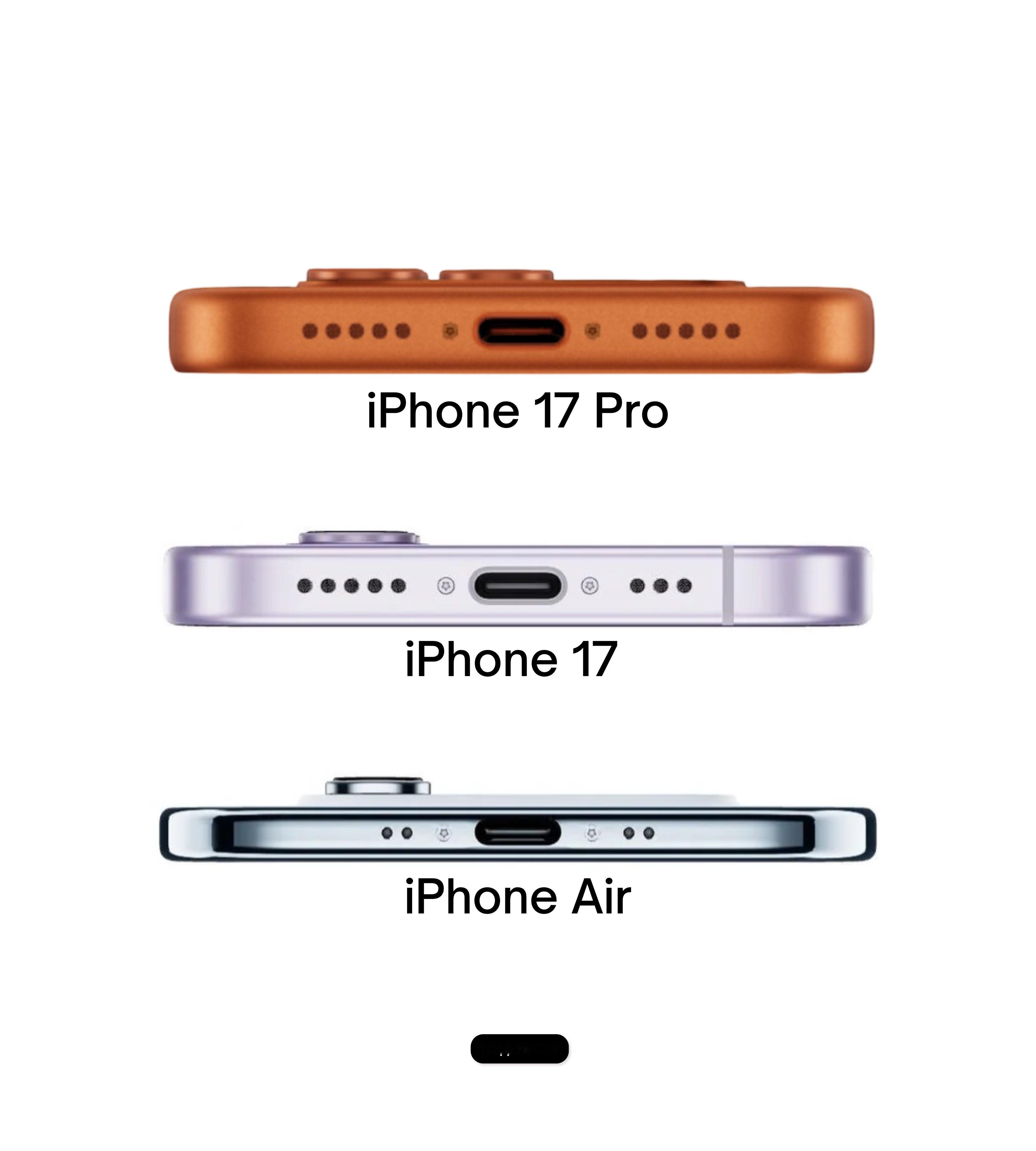 iPhone17系列的底部尾插设计，你更喜欢哪一个？怎么看都是觉得iPhone 