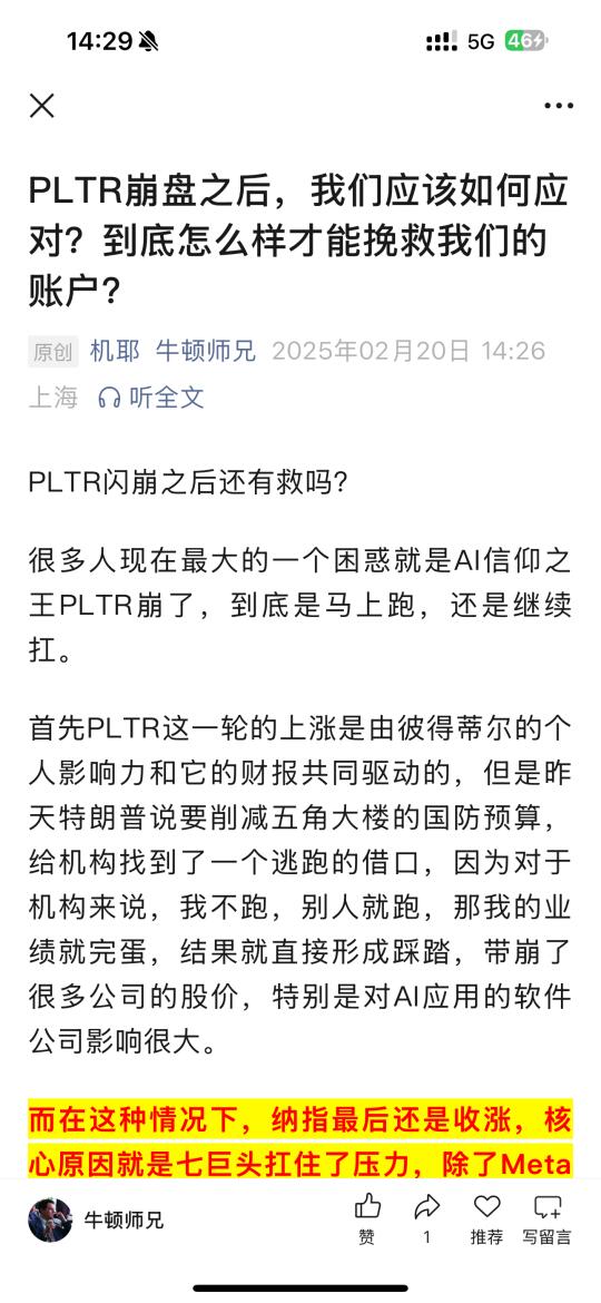 PLTR暴跌！美股要完蛋了么？