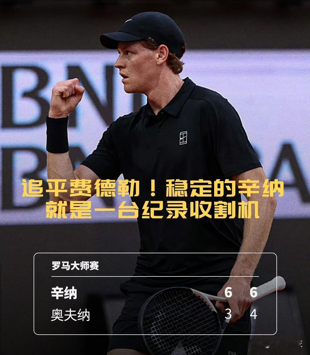 【追平费德勒！稳定的辛纳就是一台纪录收割机！】

辛纳收获开门红🔥

ATP罗