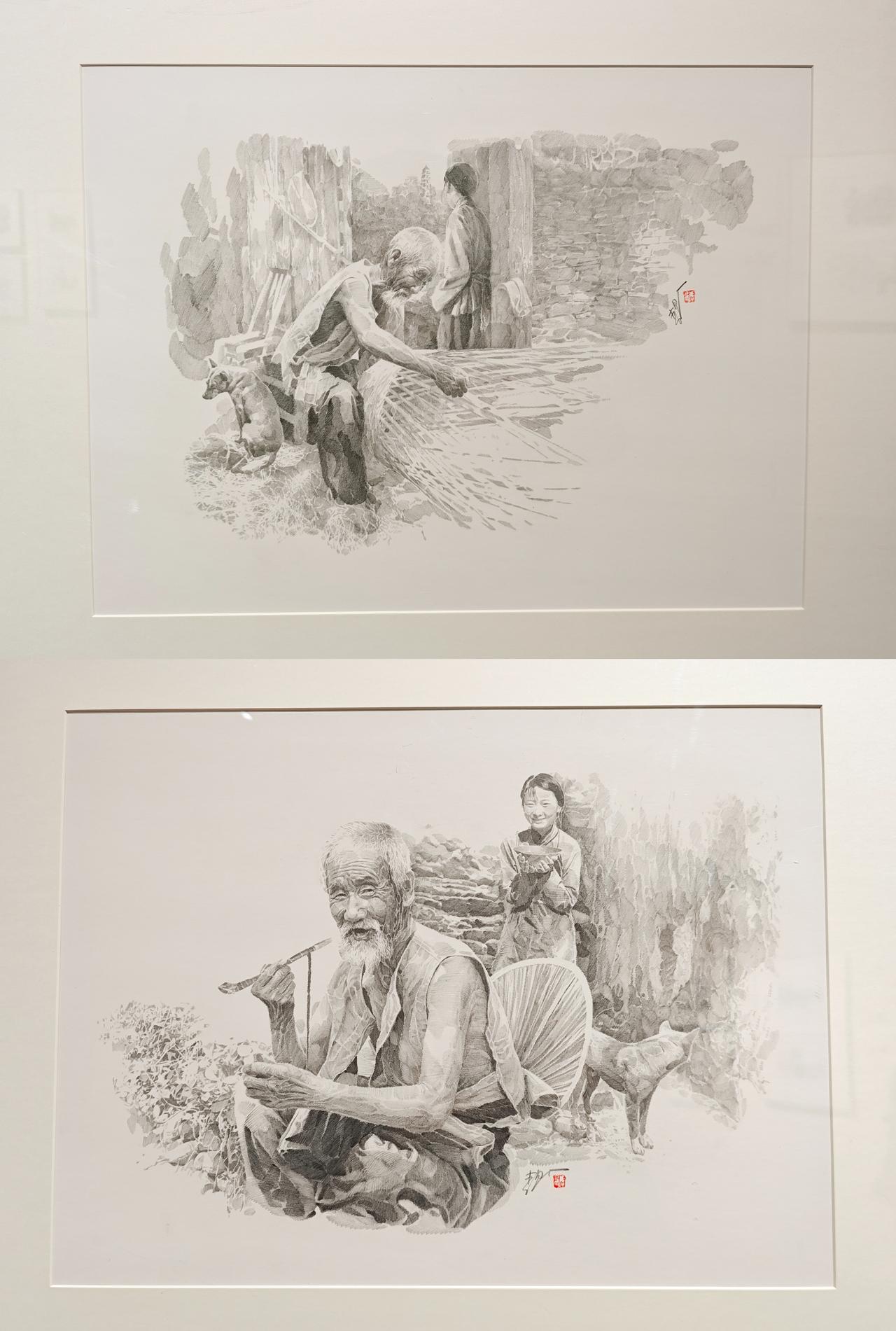 继续分享宁波美术馆新开的李晨老师的《边城》连环画原稿展，请大家感受超写实铅笔画的