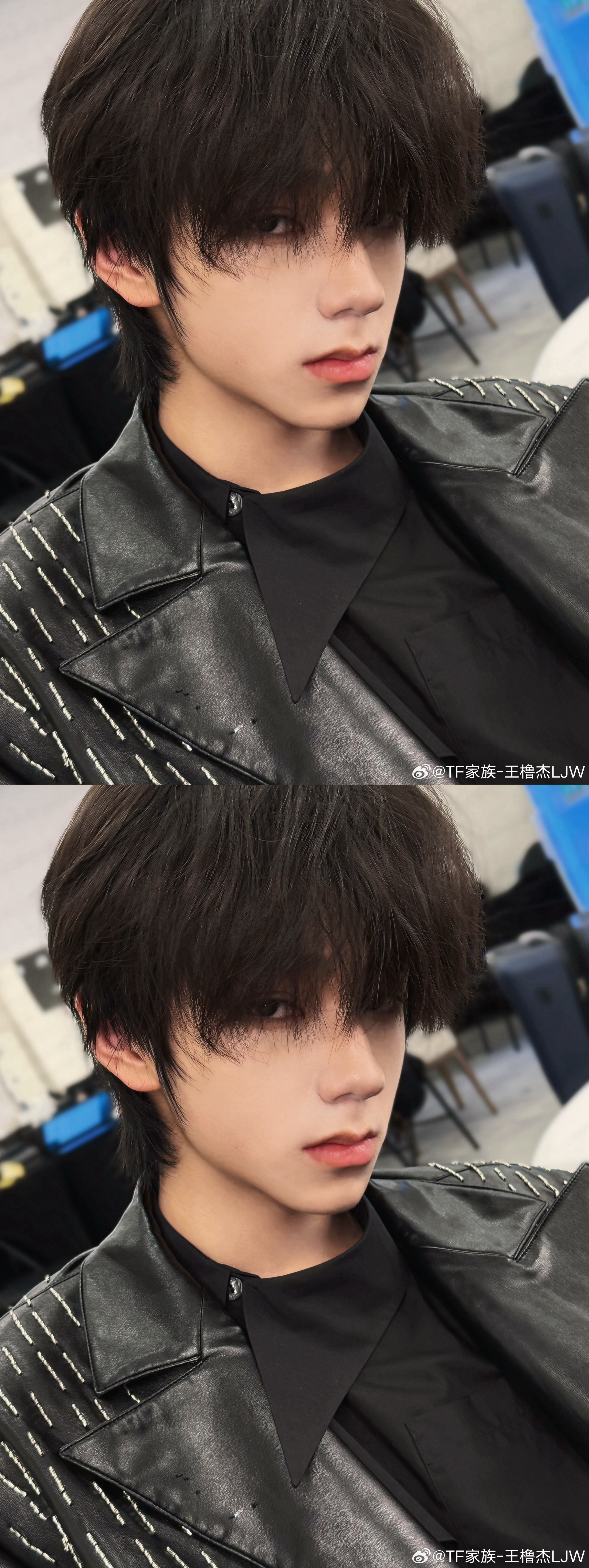 王橹晒杰后台自拍九宫格 王橹杰自拍九宫格王橹杰后台自拍九宫格 皮衣怼脸 完全是漫