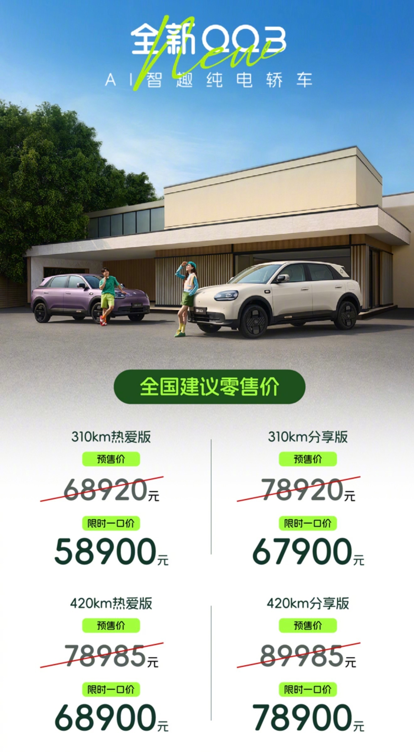 现在的小车真的越来越离谱了QQ3 摩登版长成这样，我第一反应肯定是看它这个复古绿