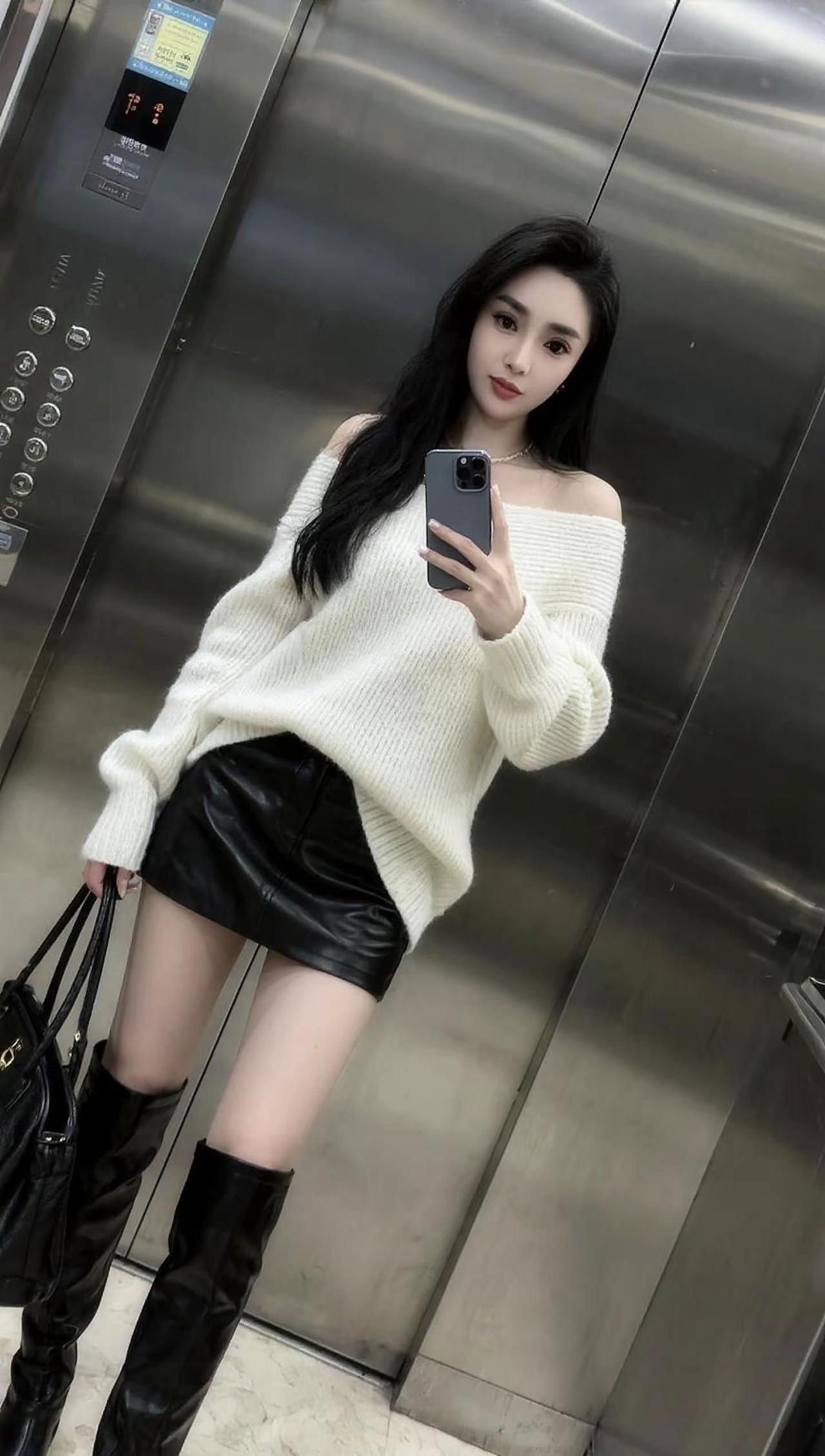 露肩吊带 毛衣搭配