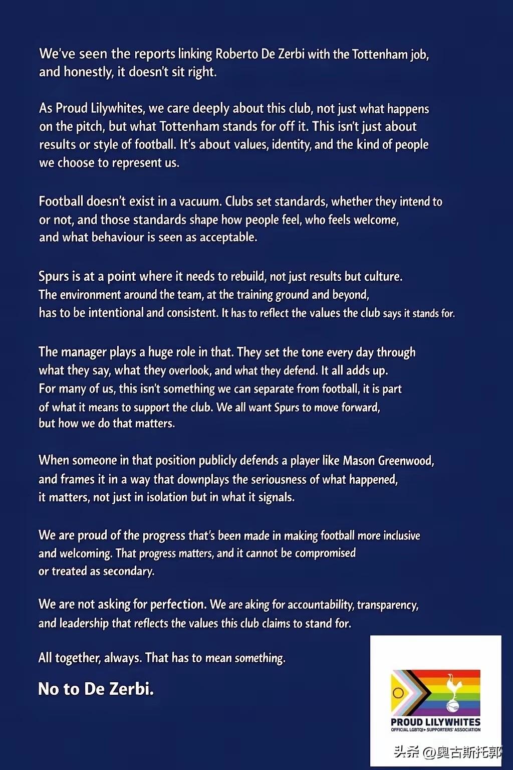 行，行，行！我之前说的没错吧，赛季快结束了，所有的看点就集中在热刺了。

球迷组