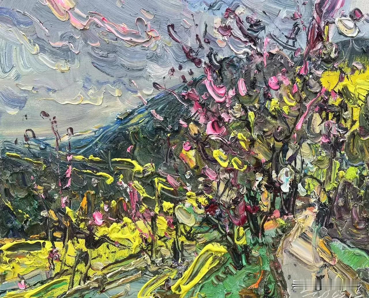 张继渝老师绘画作品欣赏
田野春正浓 布面油画 60x50cm