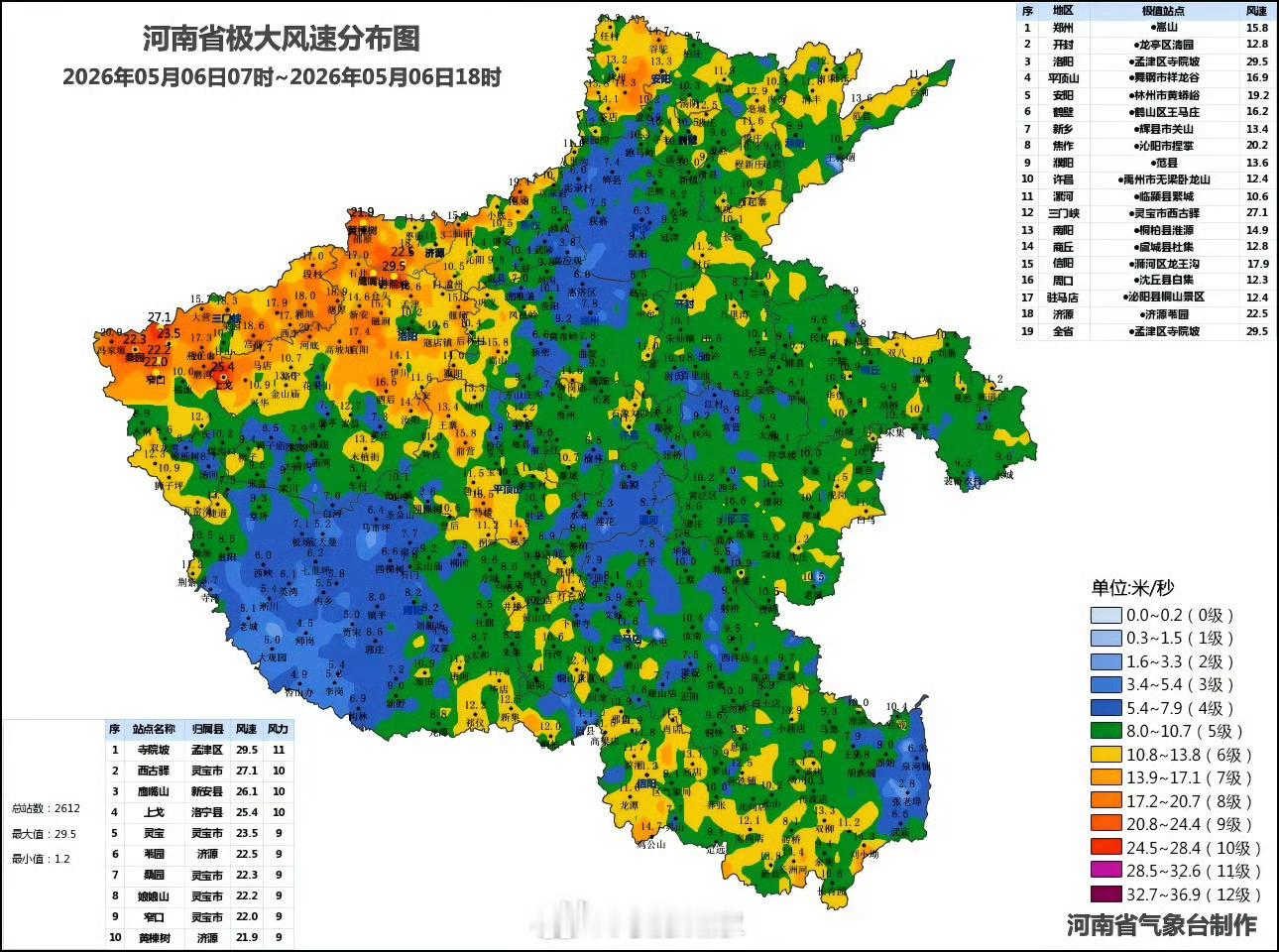 河南强对流河南天气追踪 降水：5月6日7时至18时，安阳西部、新乡西部出现阵雨、