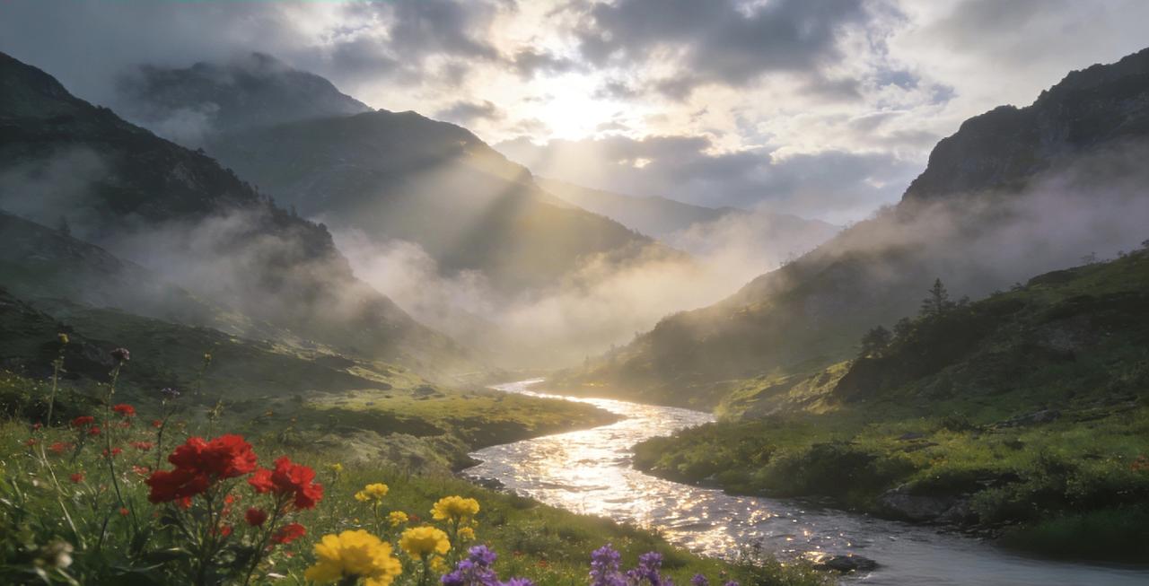 《大山深处的自然馈赠》
晨雾如纱，缠绕在青黛色的山峦间，阳光穿透云层，洒在蜿蜒的