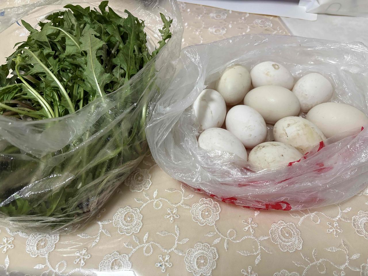 要说人类最长久的感情就属亲情了。今天二姐托人给我送来十个鸭蛋和一些野菜，我内心十