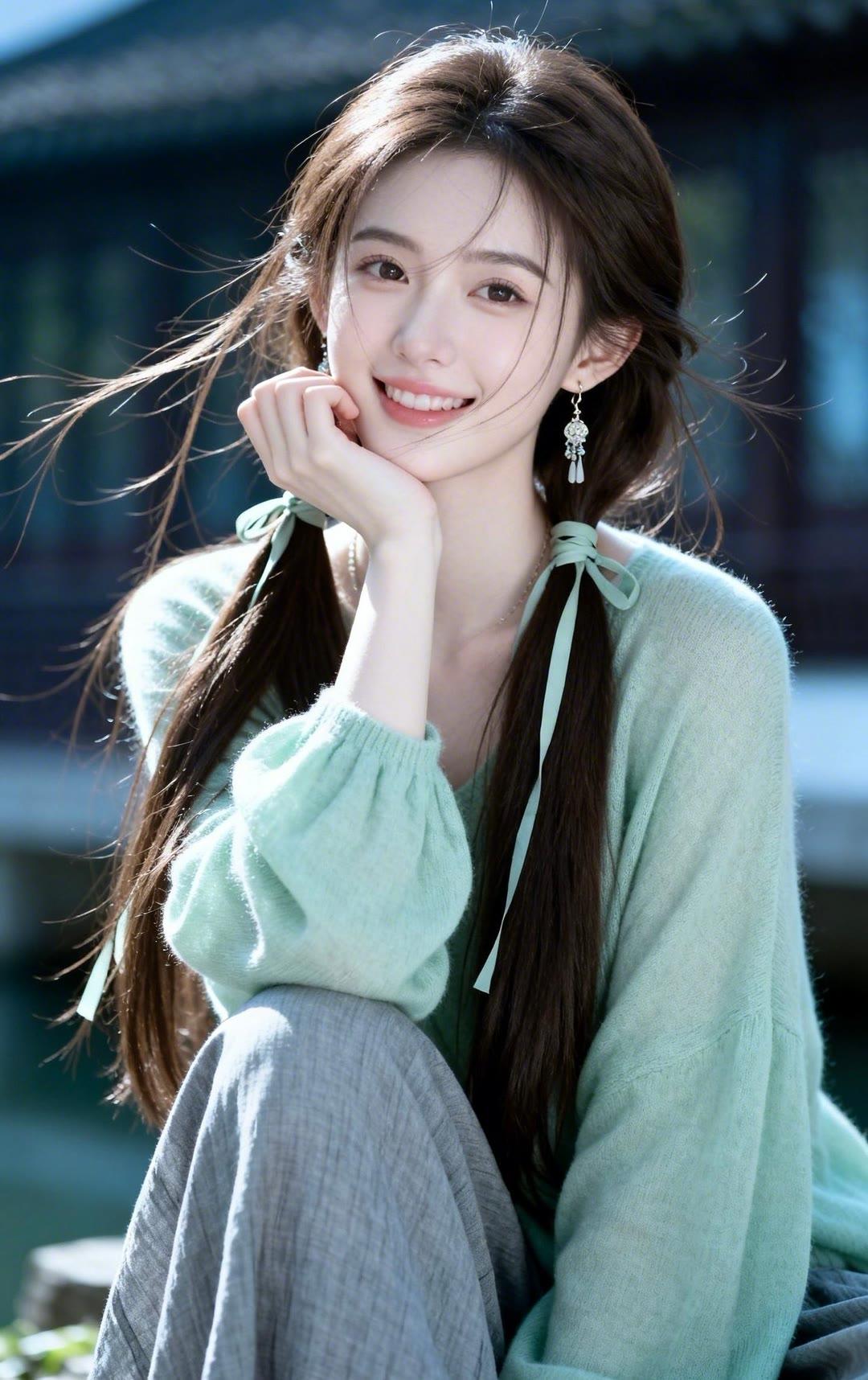 元气少女，微笑如春风，清新自然美！🌸🌸