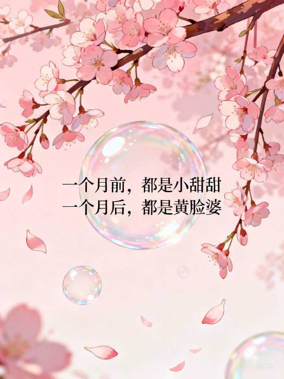 一个月前，都是小甜甜
一个月后，都是黄脸婆