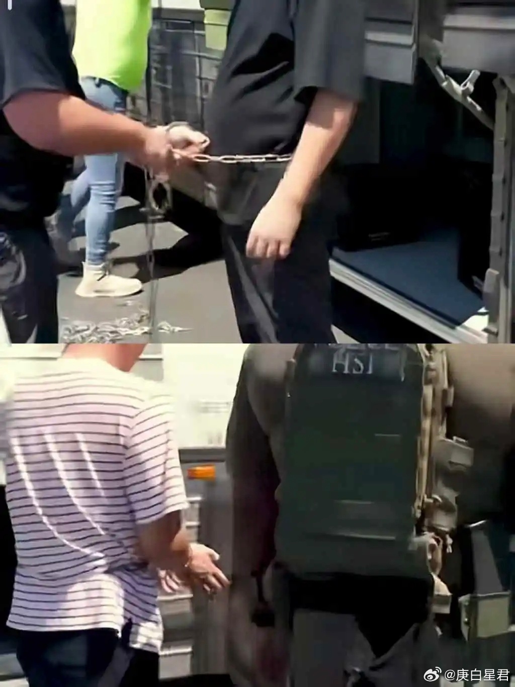承诺投资美国5000亿后，韩国人却被戴上了手铐脚镣 上图这位被美国警察戴上手铐脚