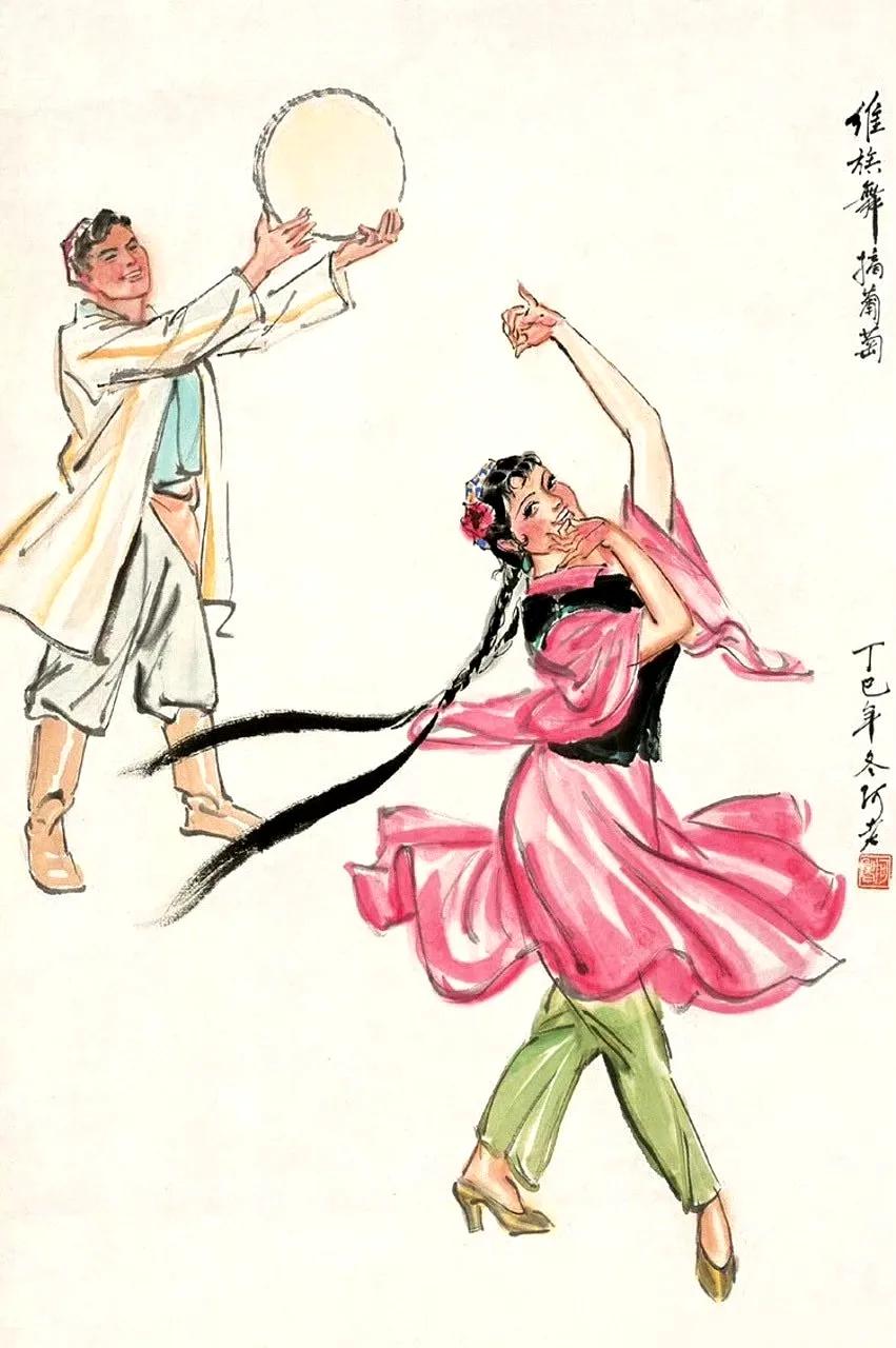 阿老笔下的舞蹈人物
原名老宪洪，原籍广东省顺德县，1920年生于广州市。中国老年