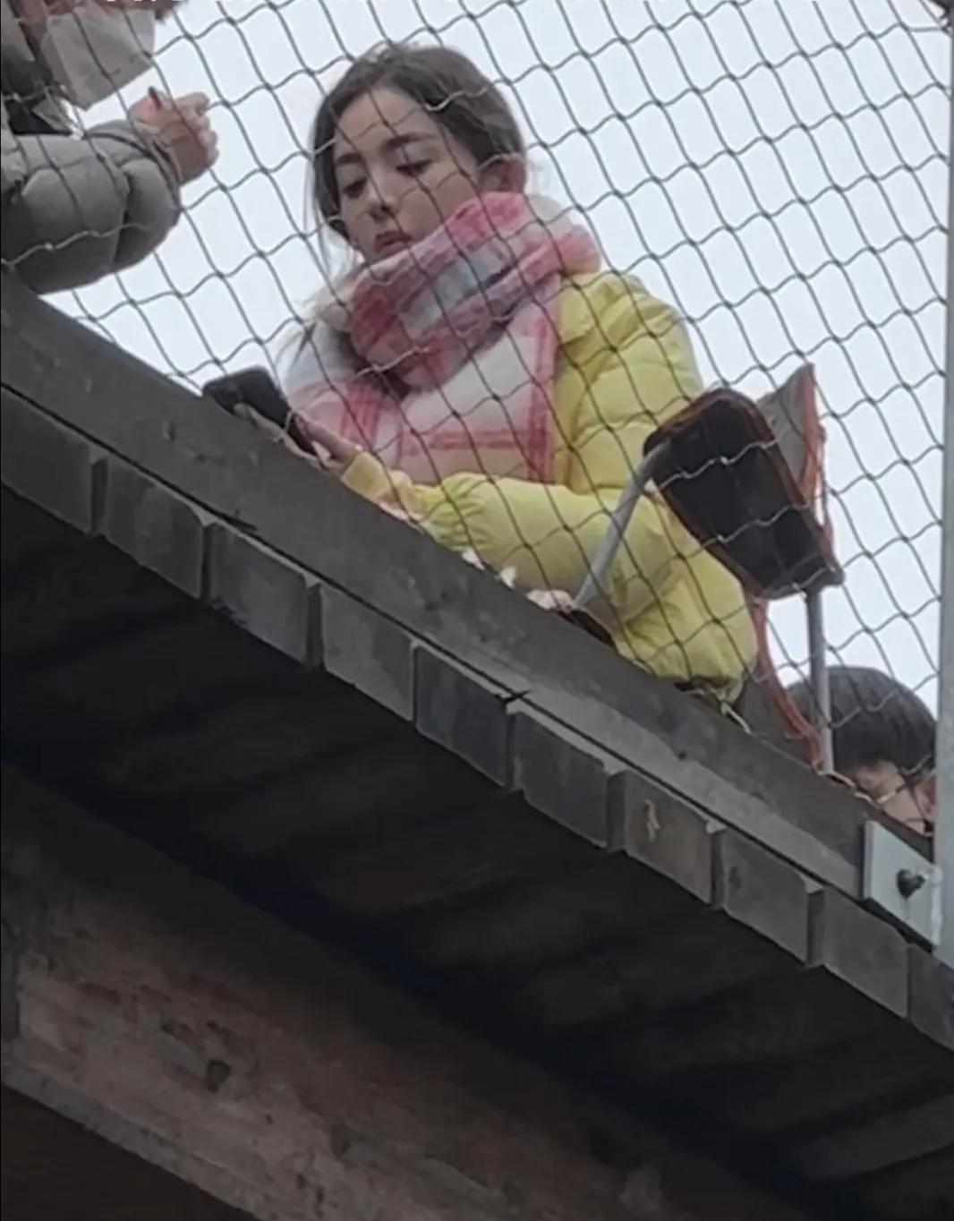 有网友在重庆仙女山偶遇娜扎去拍戏，仙女山白茫茫的一片，看着很冷啊，娜扎扎了一个麻