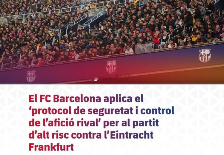 巴萨官方：欧冠对法兰克福是“高风险赛事”，俱乐部启动管控方案 12月8日讯 巴萨