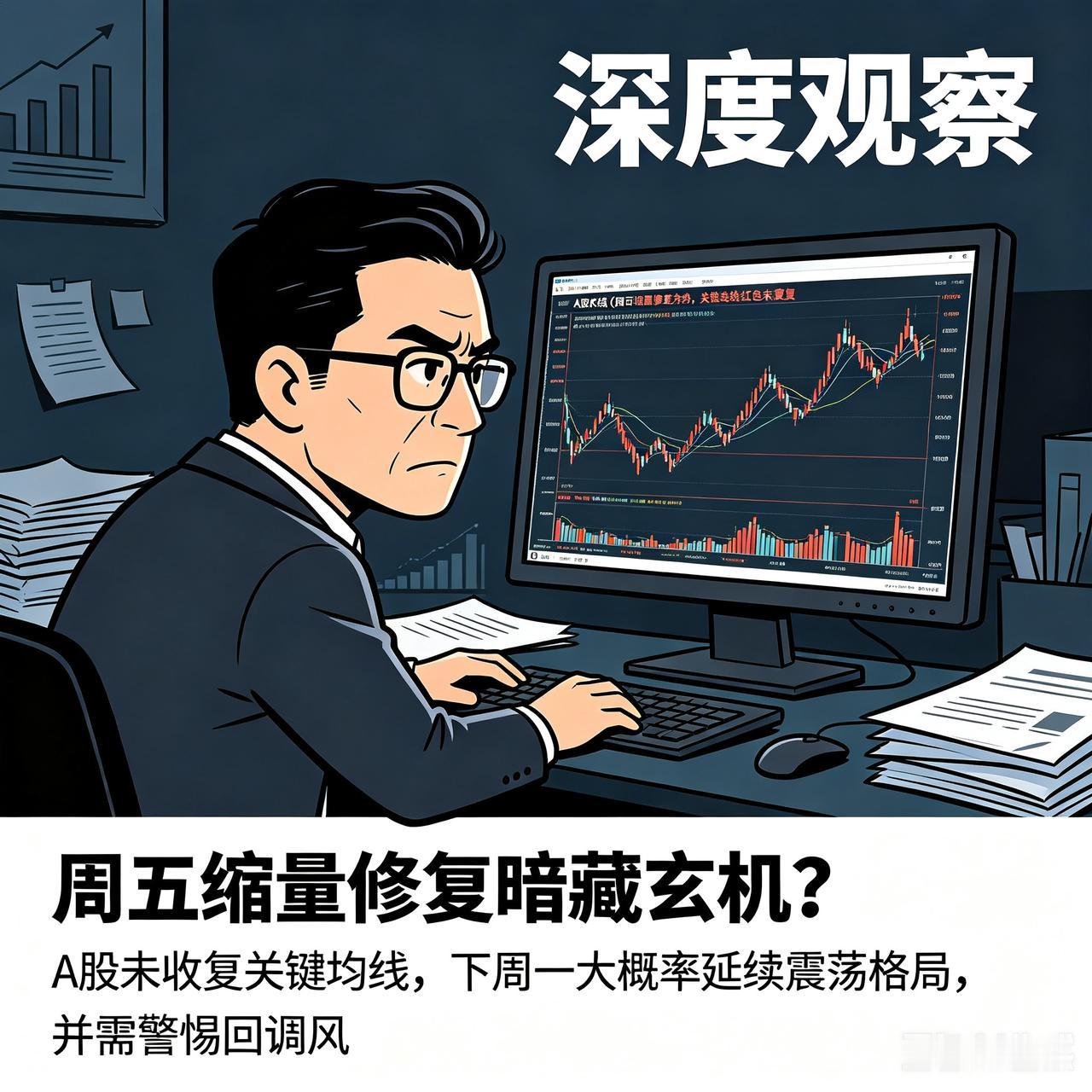 深度观察｜周五缩量修复暗藏玄机？A股未收复关键均线，下周一大概率延续震荡格局，并