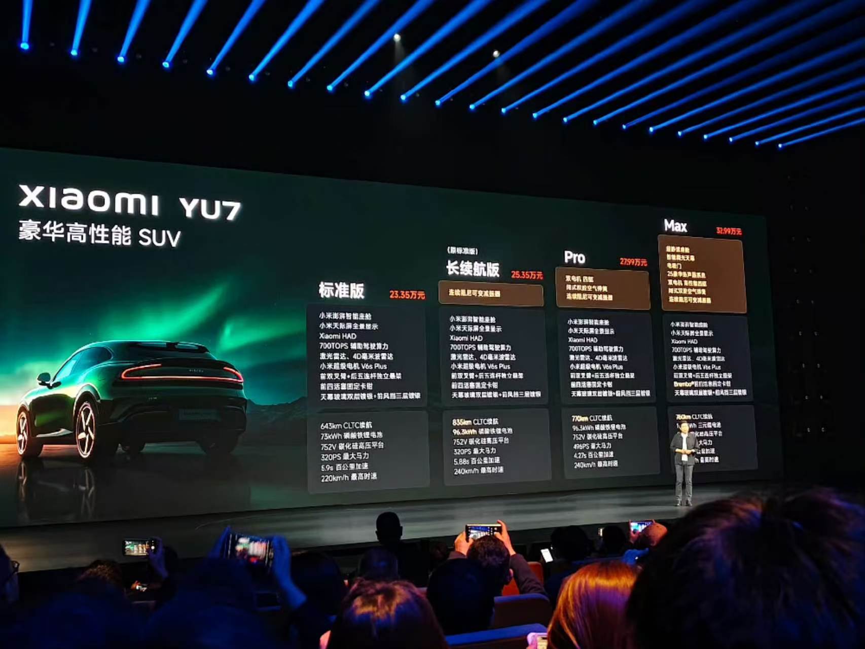 小米发布会小米YU7新增入门版小米YU7四款车型价格正式公布：标准版23.35万