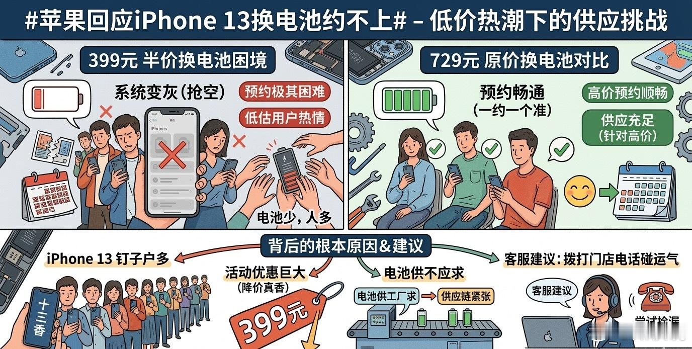 苹果回应iPhone13换电池约不上好家伙，参与活动的授权店全是灰的。找客服问了