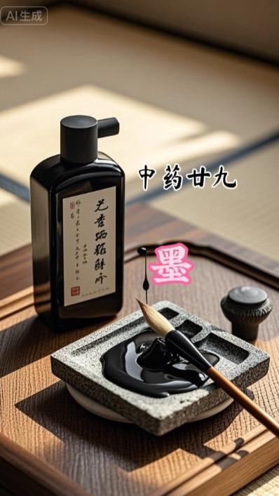 中药廿九……墨。
“墨”，在中医学中虽不常作为药材，但其在传统文化和养生中的应用