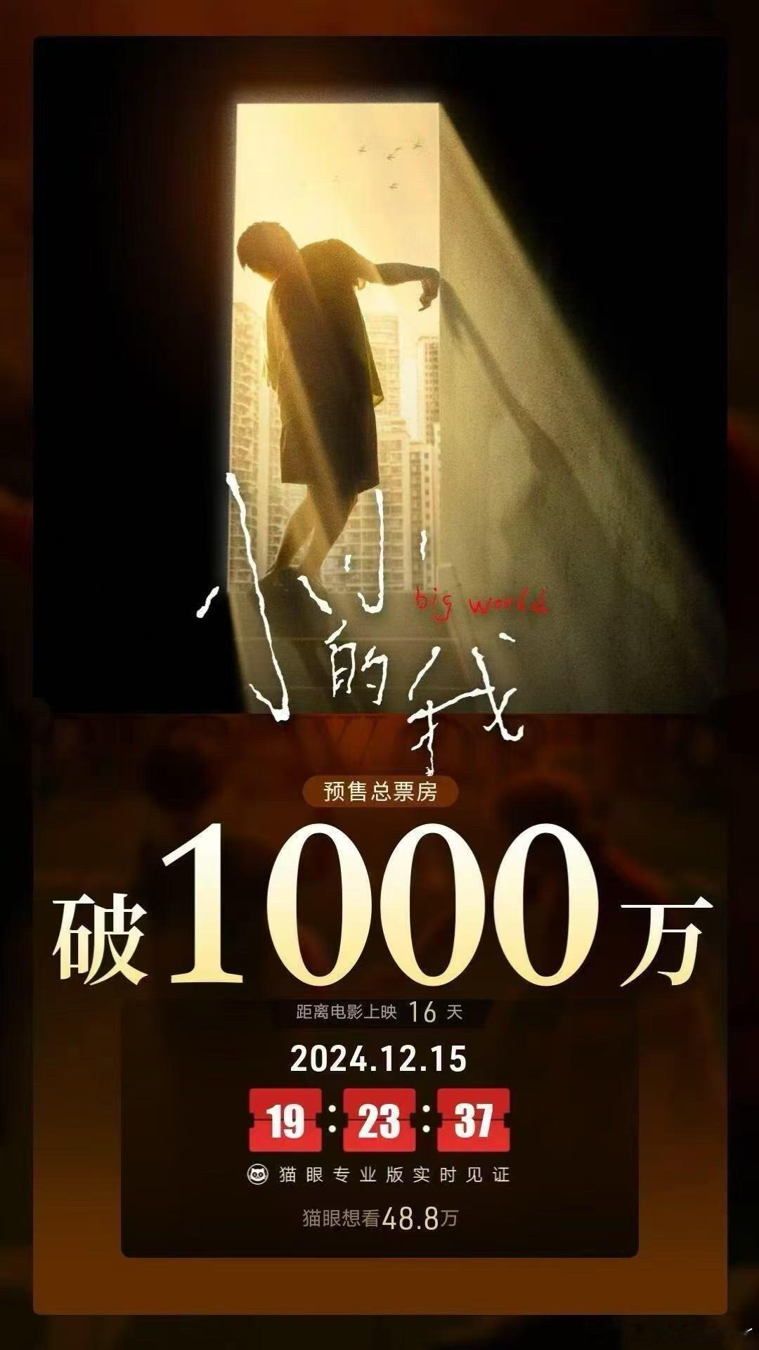 易烊千玺电影小小的我预售破400万 小小的我 预售票房破1000万宝宝们冲啊！春