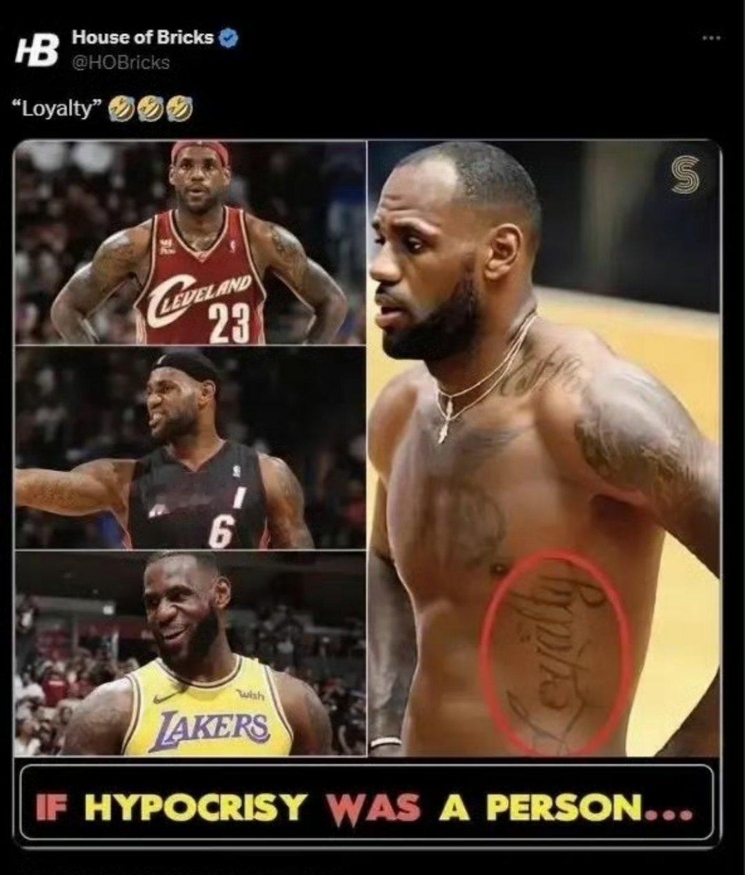 将忠诚(loyalty)纹在肋骨处，意思是不是“忠诚太累了”nba吐槽大会詹姆斯