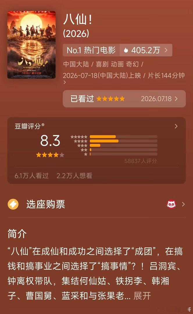 八仙看完《八仙》，它跳出好莱坞英雄范式，属于中式市井侠气的封神之作！纵观近年国风