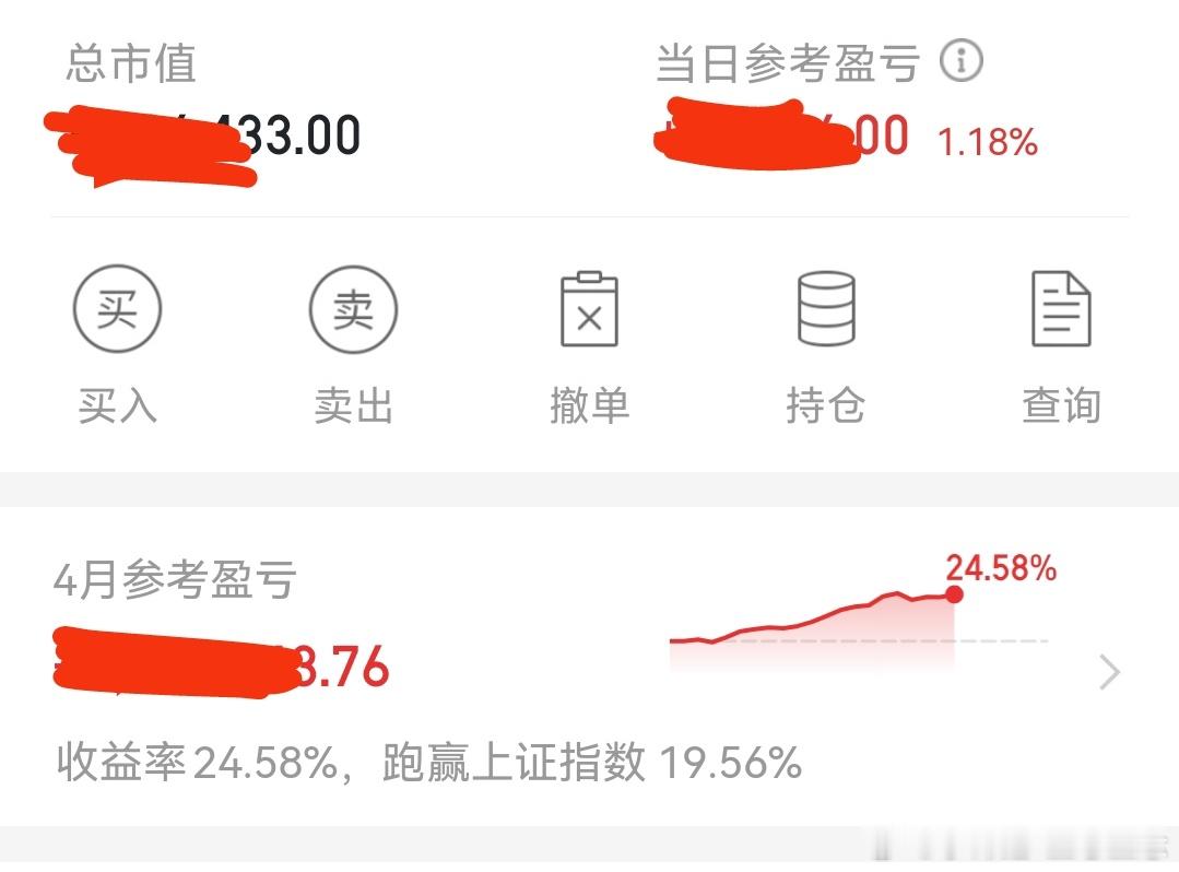 今天还是小赚1个多点，主要是中军中际旭创发力，整个市场开始活跃。大盘低开高走，稳