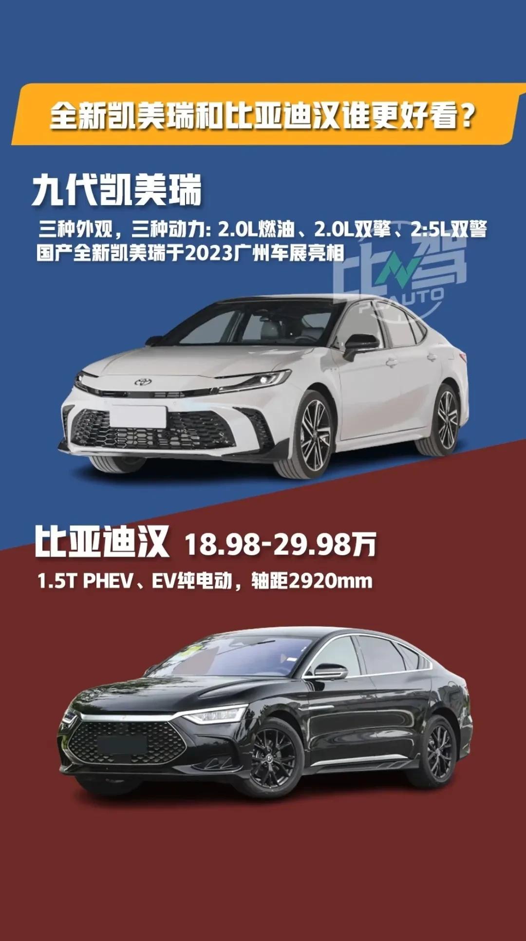 全新凯美瑞和比亚迪汉，谁更好看呢？