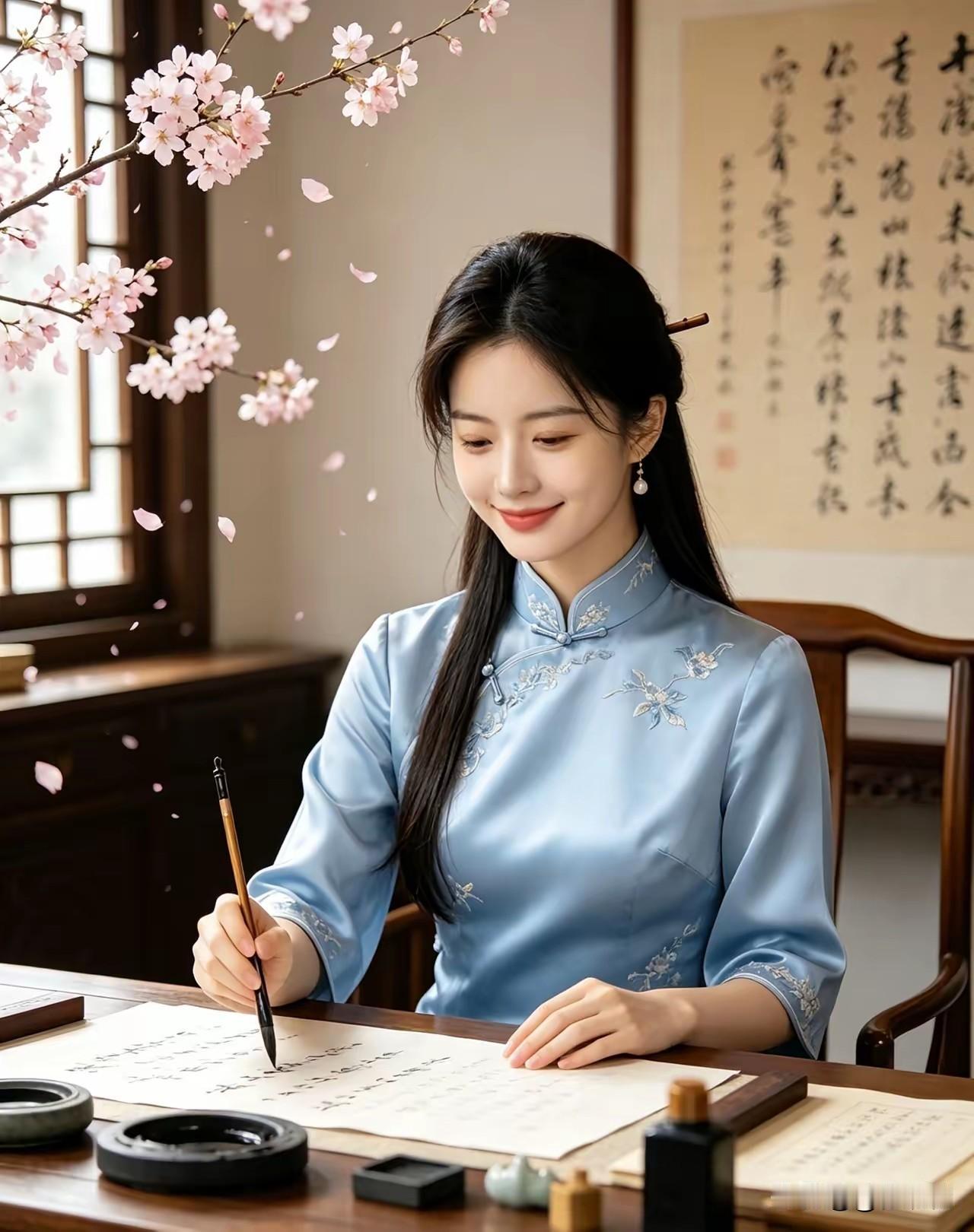 佳人挥毫泣鬼神。