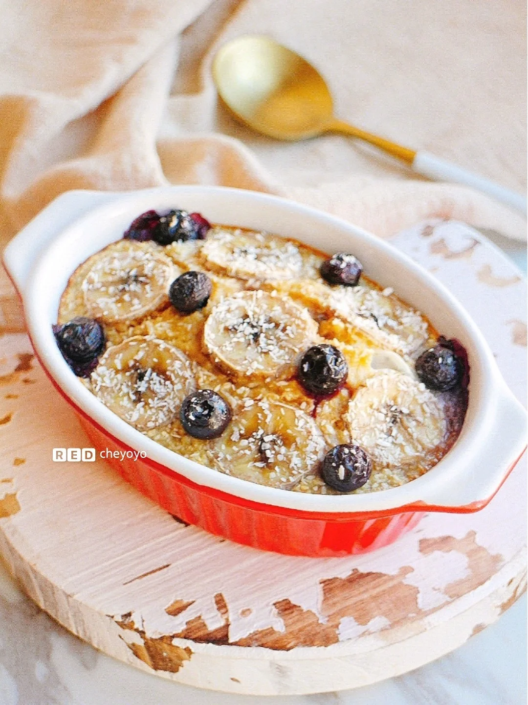 🌸饱腹感满满🌸的低脂爆浆香蕉蓝莓烤燕