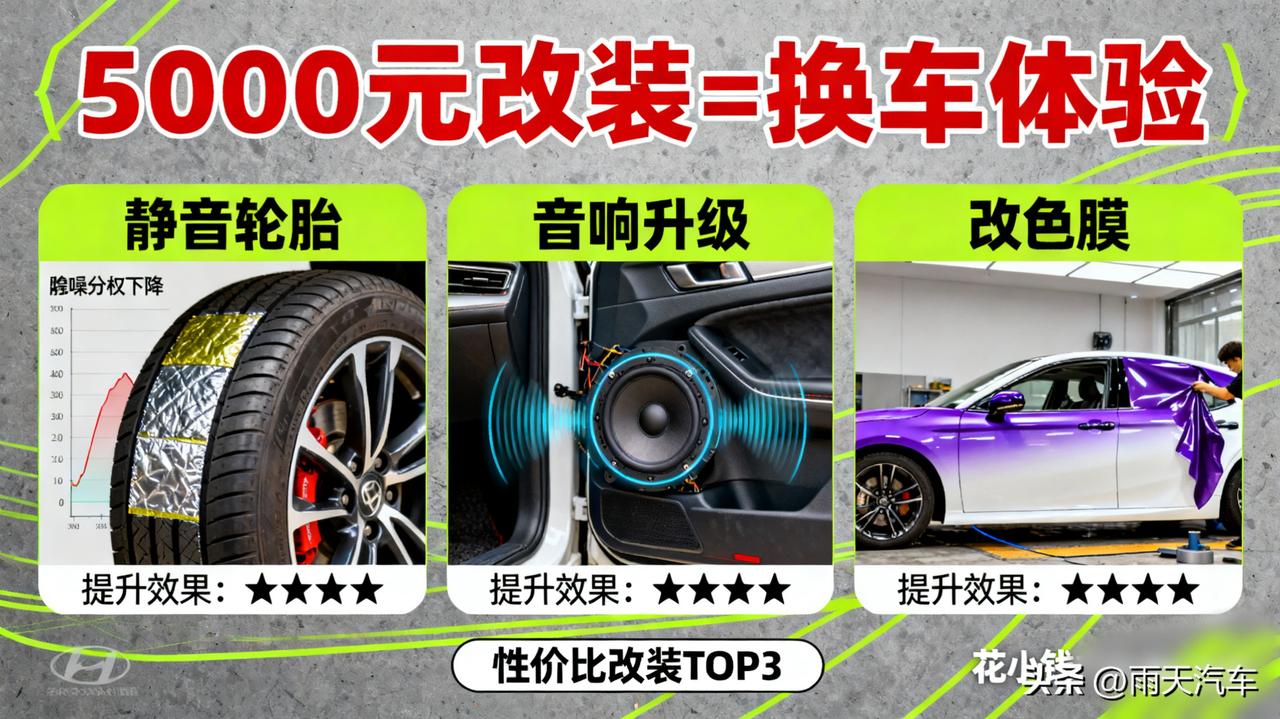 花5000块改装，效果堪比换车！这几个项目最值得投入！

1、换一套静音舒适轮胎