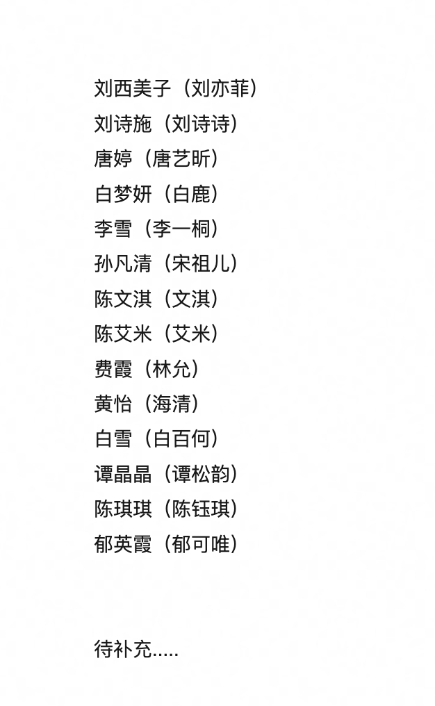 目前真名与艺名有区别的艺人汇总 