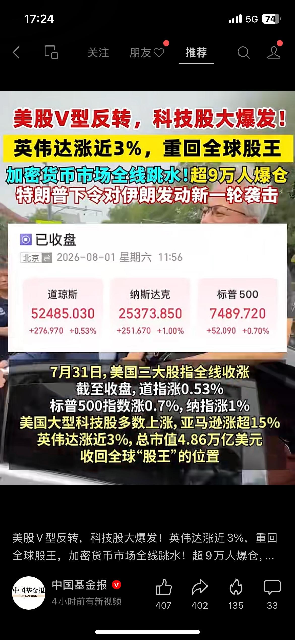 美股科技股强势V型反弹，巨头市值大幅回升，走势回暖明显。
反观加密市场大幅回撤，