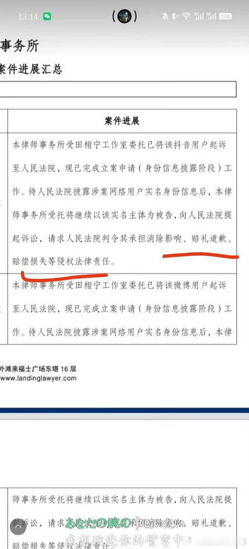 田栩宁工作室告了九成美 网友发现田栩宁文案写着诽谤，实际告的还是名誉权