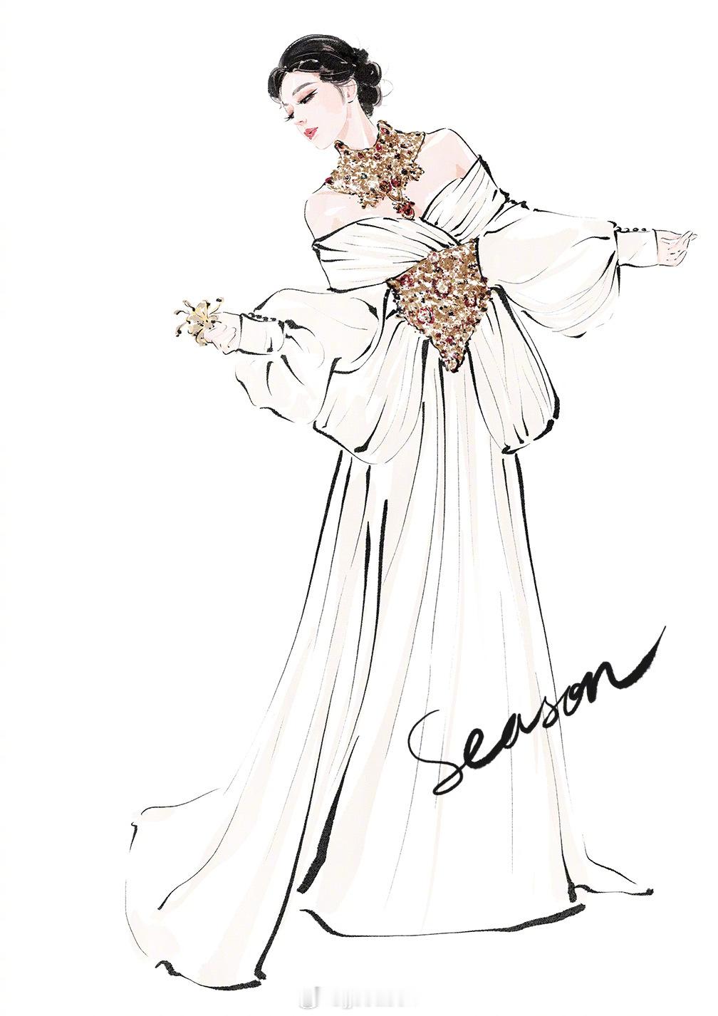 璀璨魅力 白金女神 娜扎[超话] 明星红毯礼服插画 ​​​