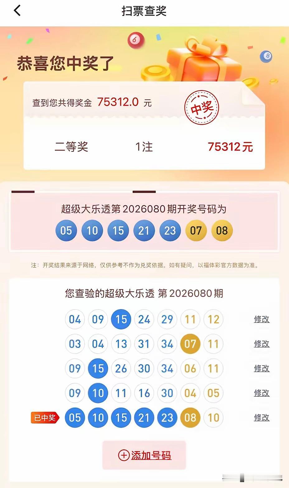 一号只差，错失千万元大奖，太可惜了。
