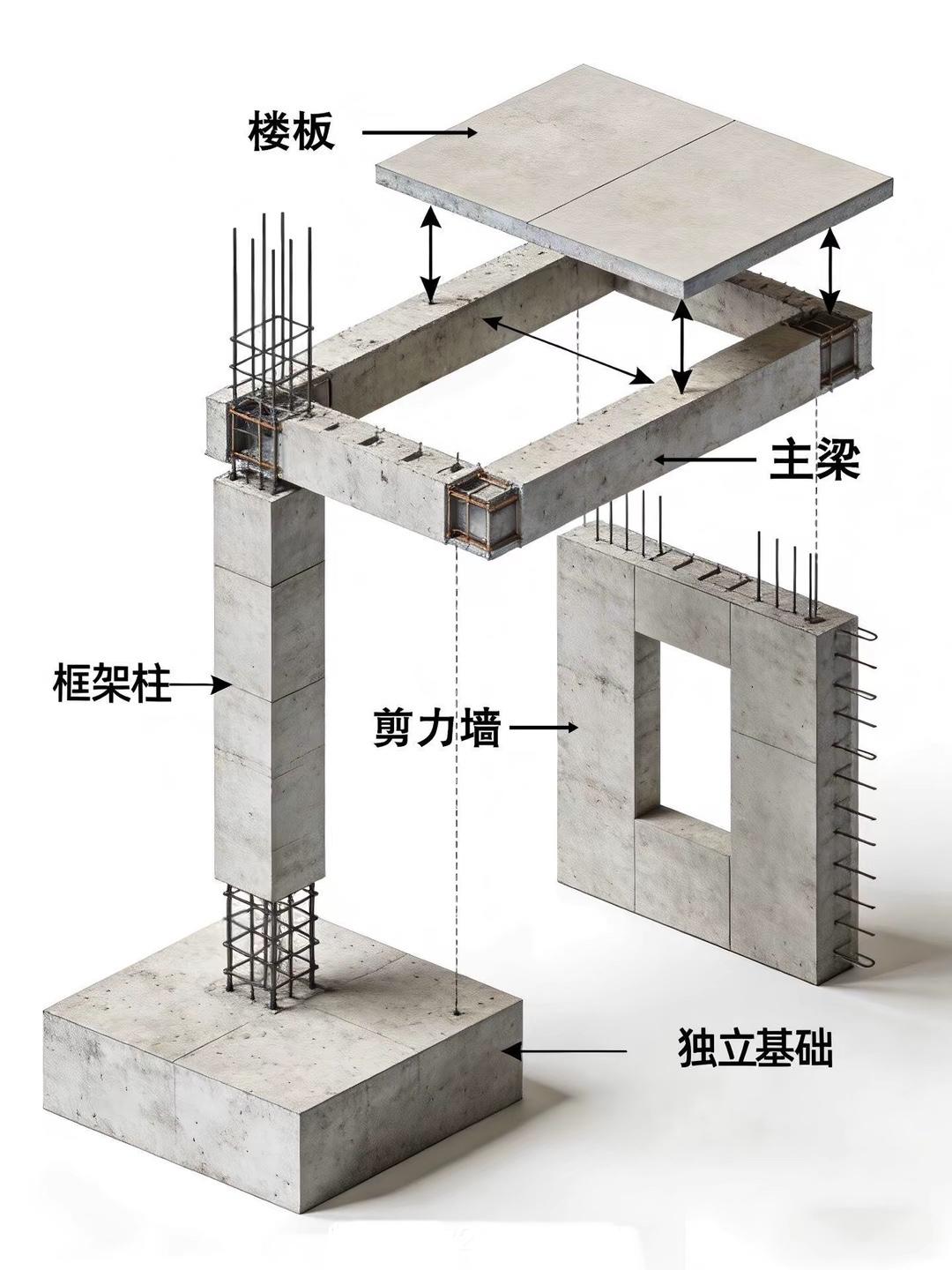 12张图，说清楚自建房框架结构[发怒][发怒]
包含了各个部件的施工与构造示意，