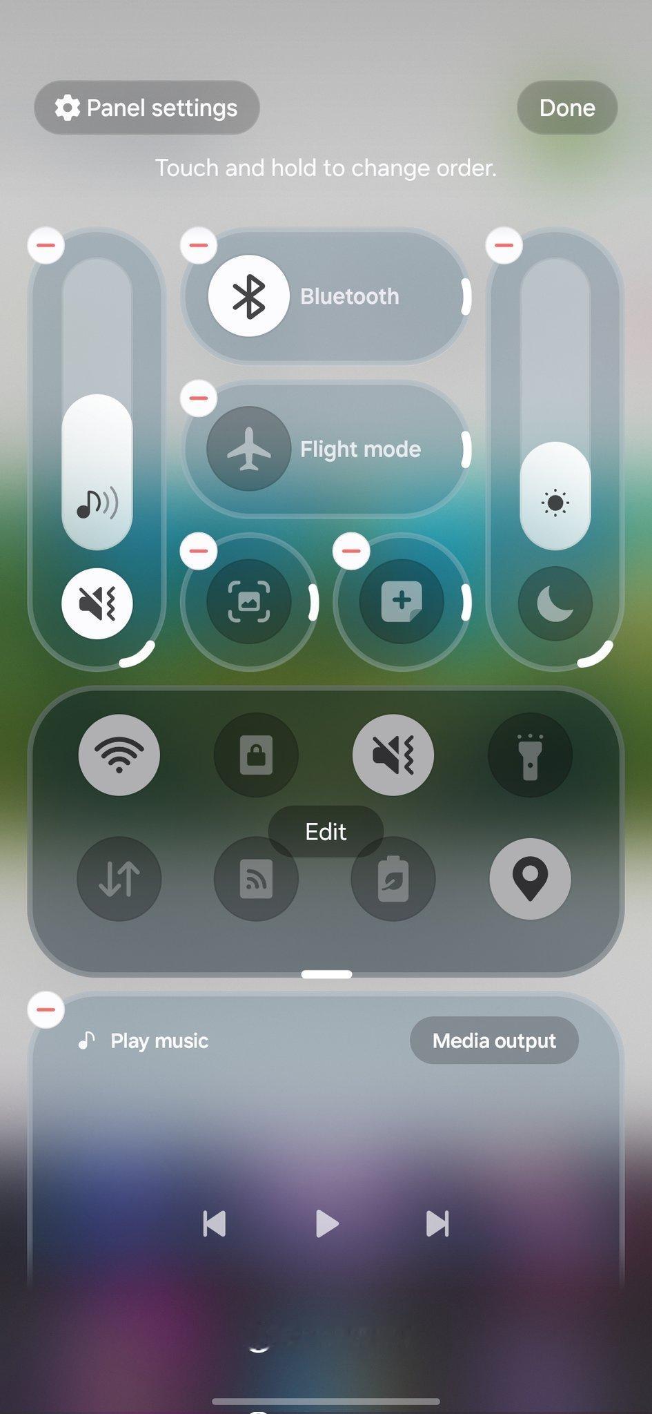 这个快捷面板编辑页面有点 iOS 那味了 