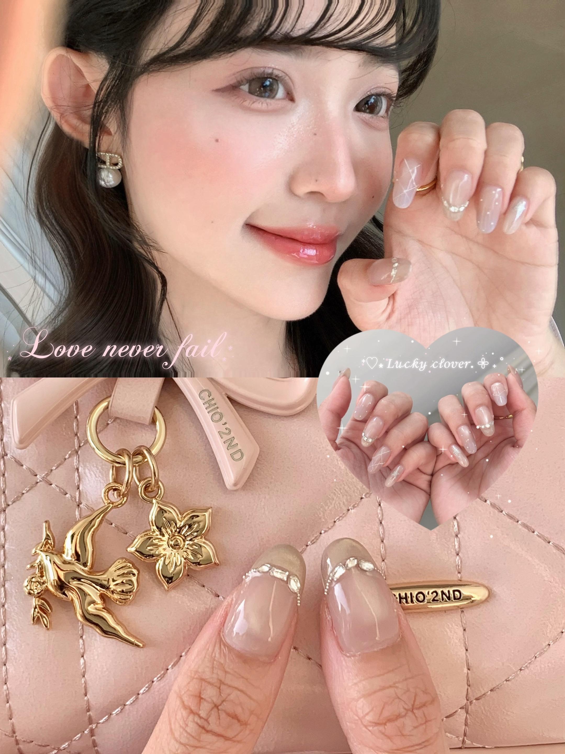 share🤍日系樱花妹春天美甲⋆ 𐙚 上个月做的美甲了！当时就很想...