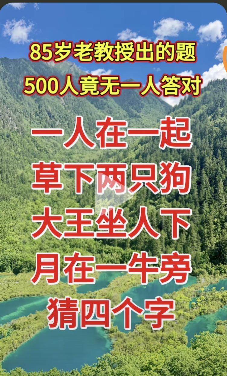 什么成语？猜出来了吗？这是85岁的老教授出的字谜，一共有4个。语文水平一般的猜不