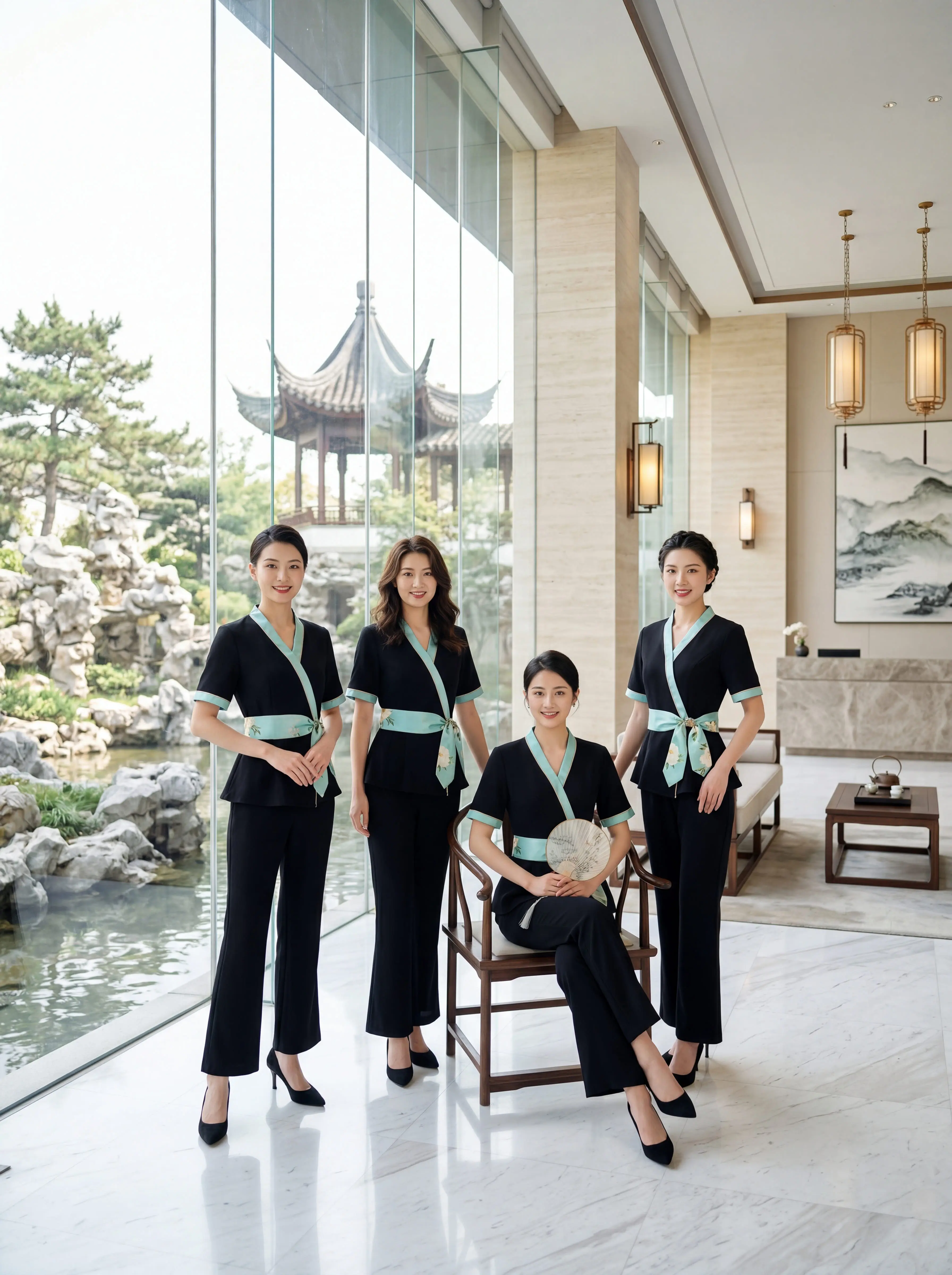 终于挖到这套颜值与实力并存的工装了。改良汉服领 + 腰间系带，自带东方...